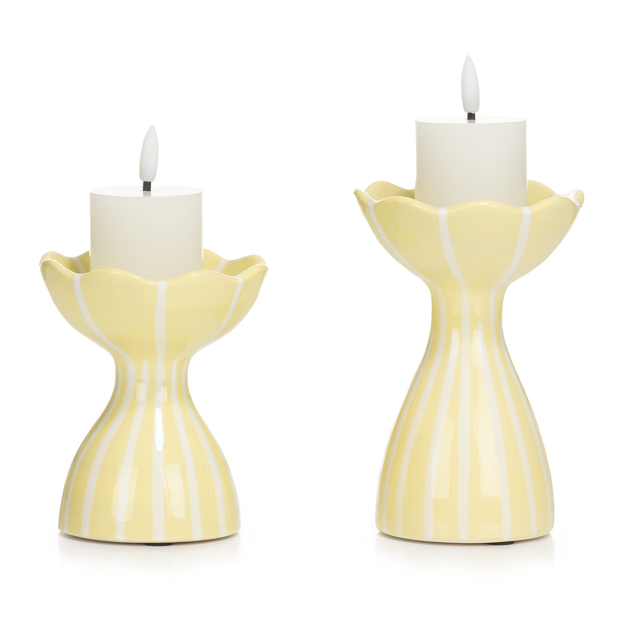 ELAMBIA 2 LED-Votivkerzen ink. Kerzenhalter Flamme Luma, Timer Höhe ca. 12cm & 17cm