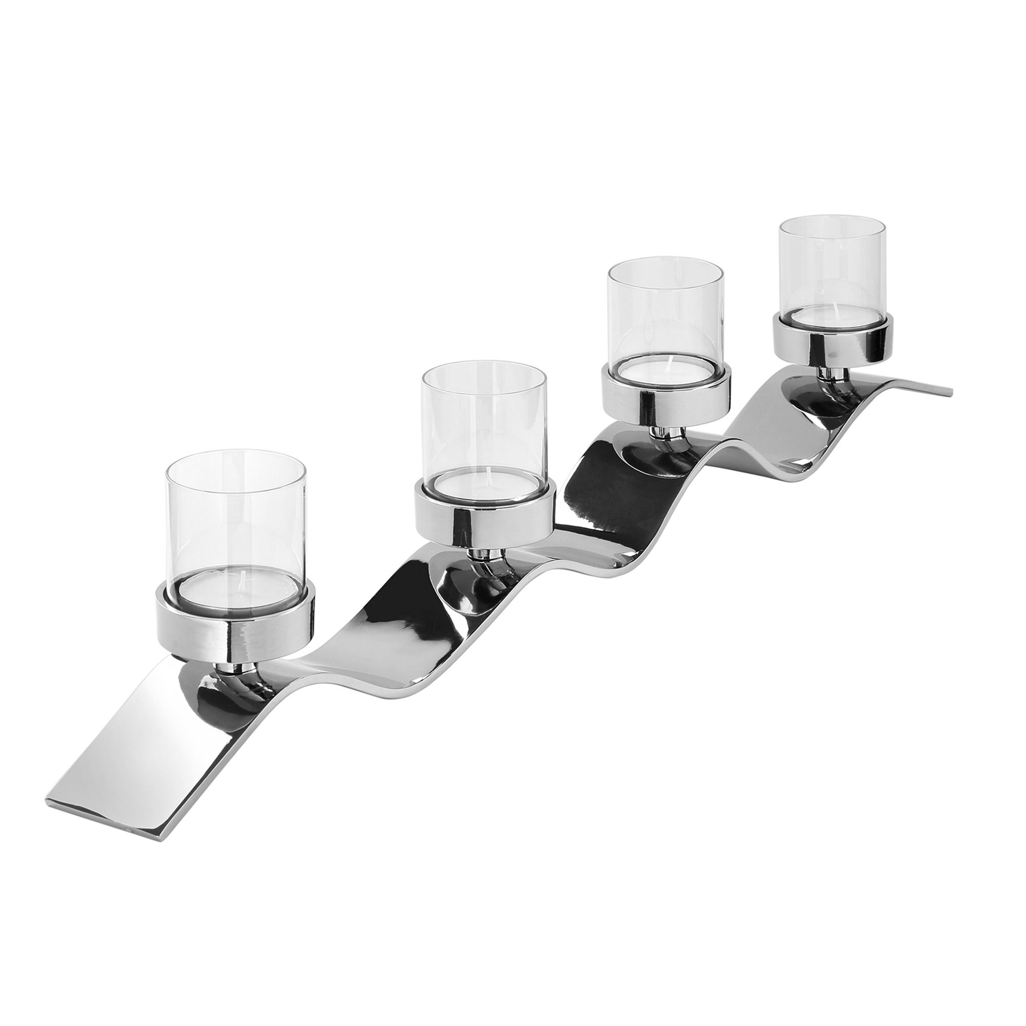 Fink Teelichthalter JONA – Transparent, Höhe 15 Cm | Für Gemütliche Stimmung Drinnen & Draußen | Silberner Rand, Flammenschutz