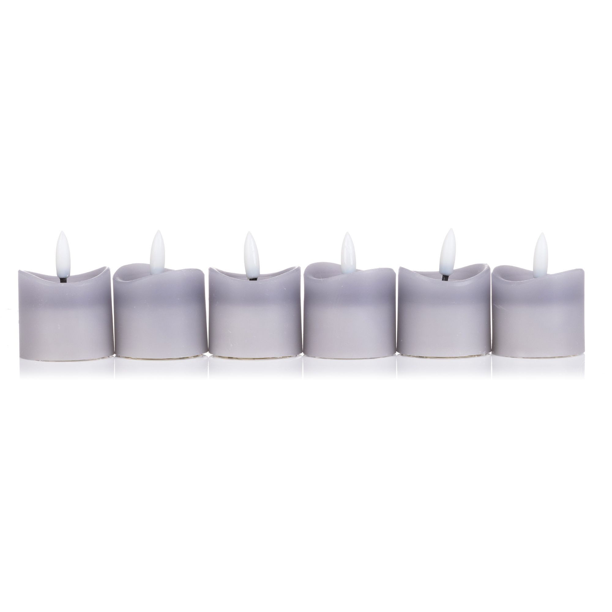ELAMBIA 6 LED Votive-Kerzen mit Wachsspiegel 5h-Timerfunktion Ø 5cm, H. 6cm