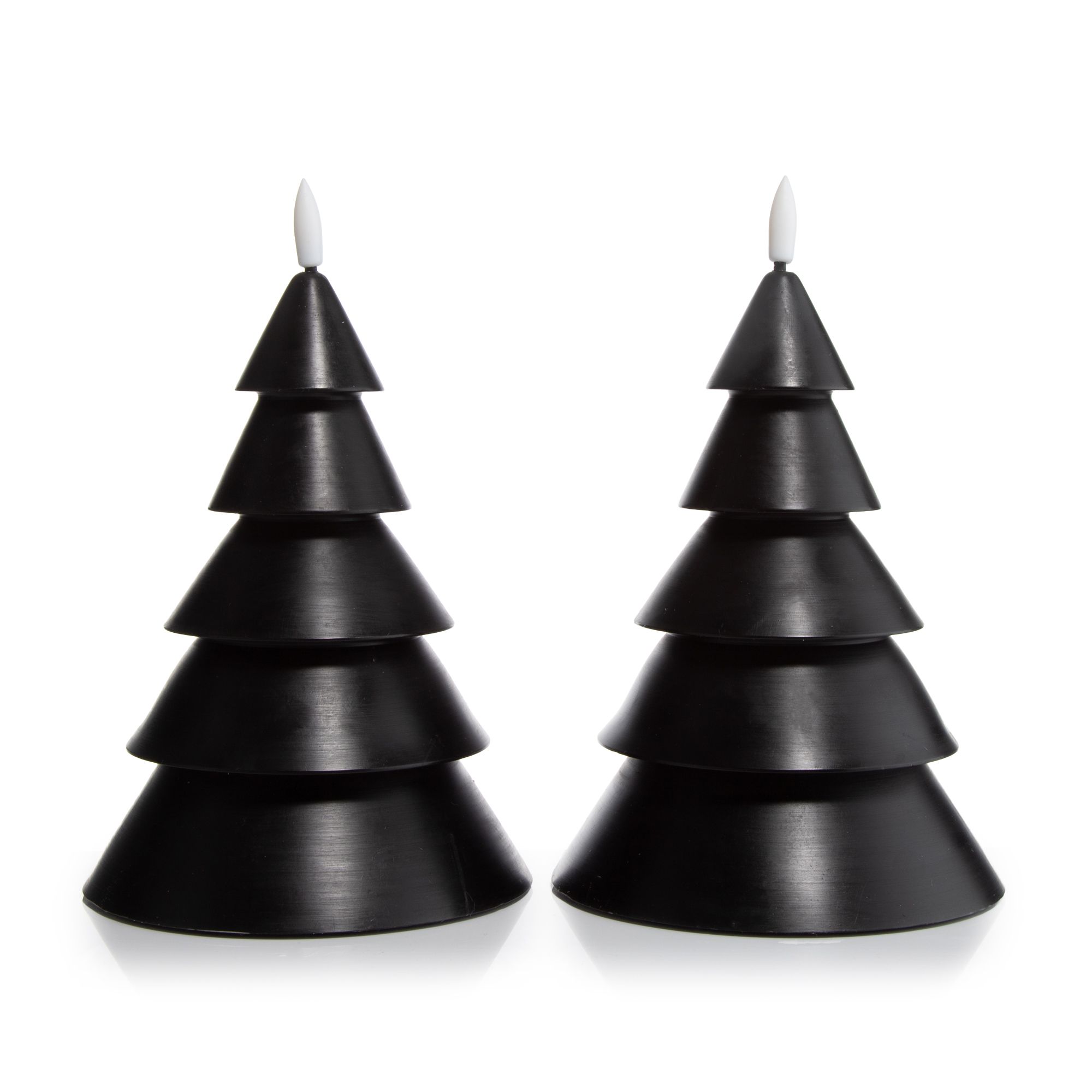 ELAMBIA 2 LED-Kerzen Tannenbaum Flamme Luma, Timer Ø 13cm, Höhe 17,5cm