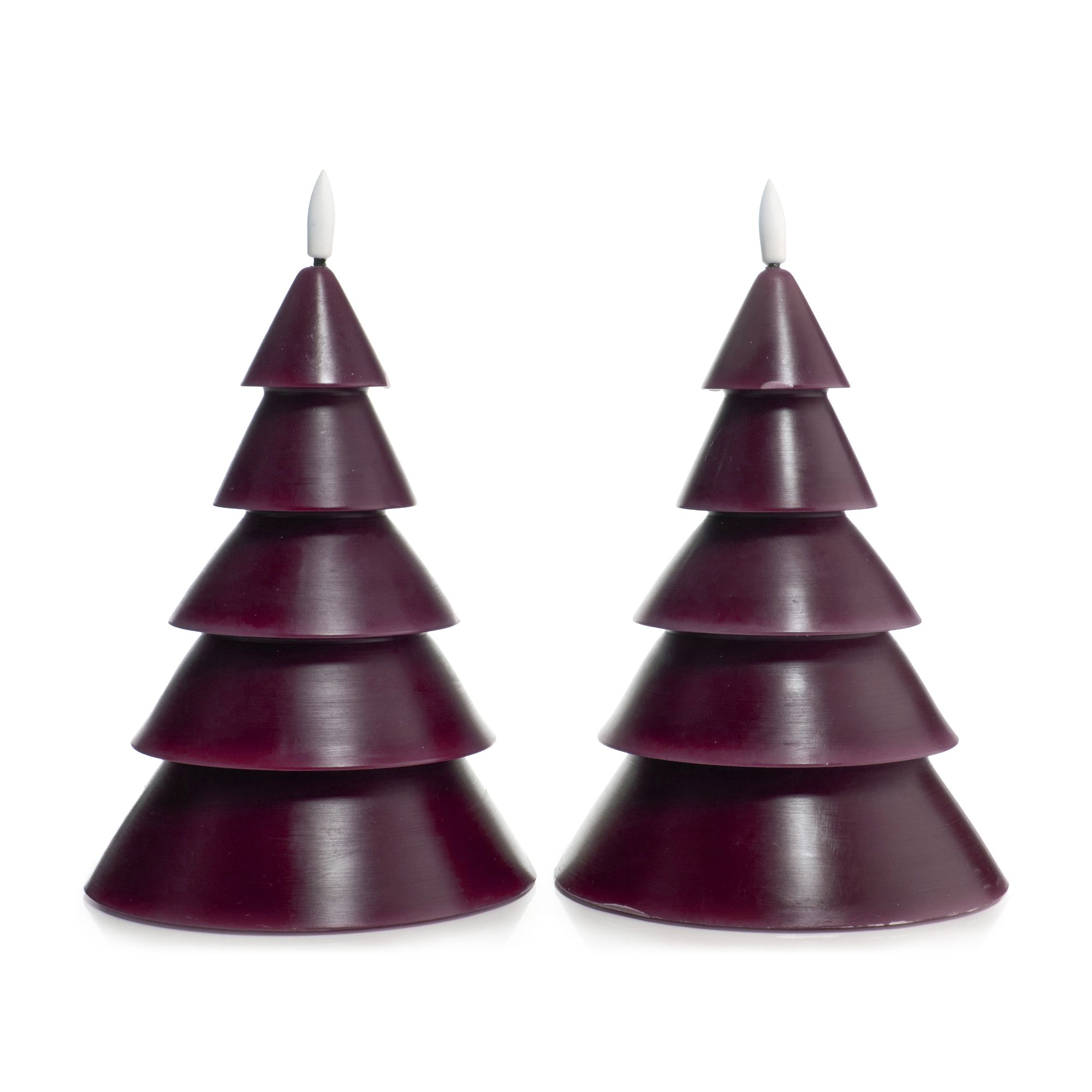 ELAMBIA 2 LED-Kerzen Tannenbaum Flamme Luma, Timer Ø 13cm, Höhe 17,5cm
