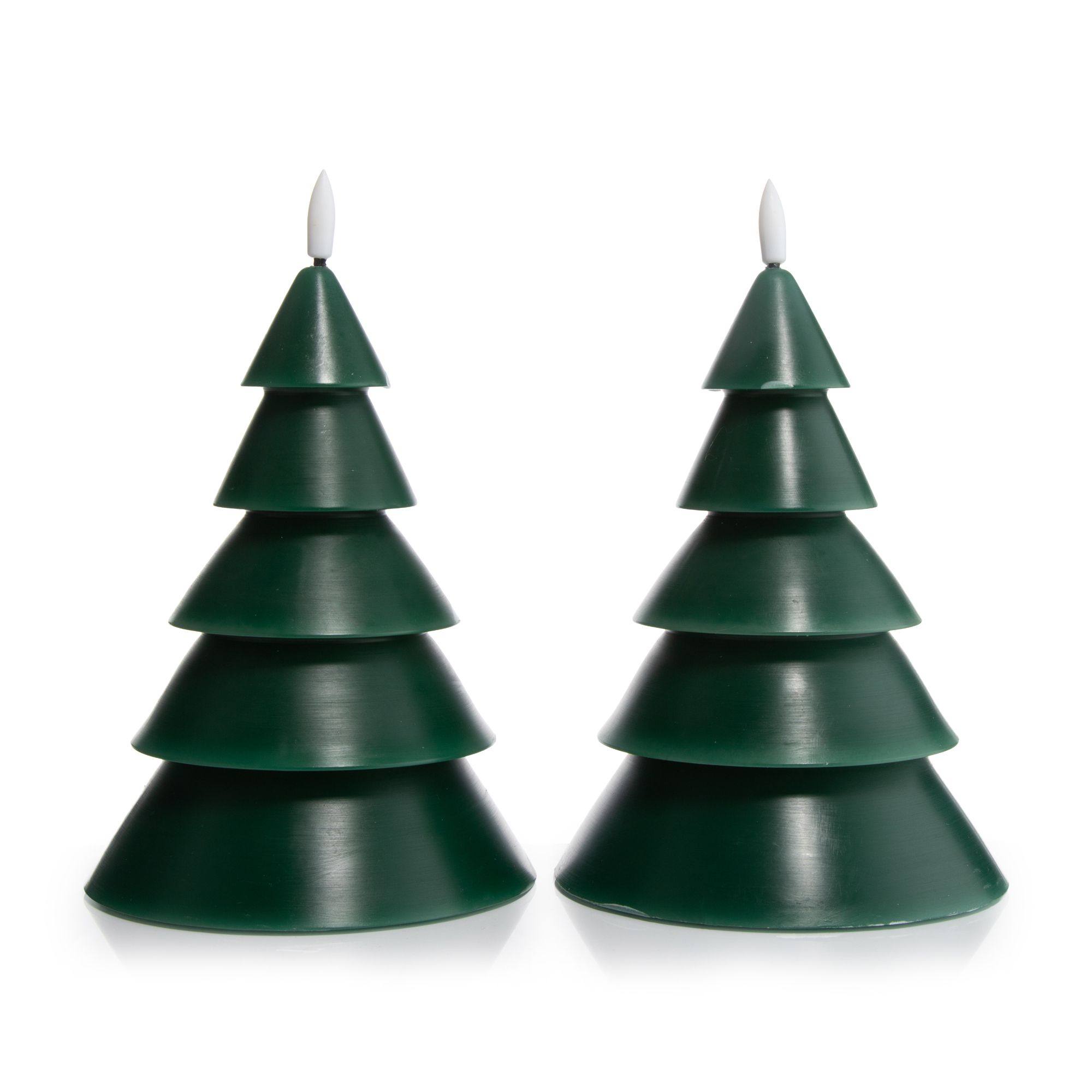 ELAMBIA 2 LED-Kerzen Tannenbaum Flamme Luma, Timer Ø 13cm, Höhe 17,5cm