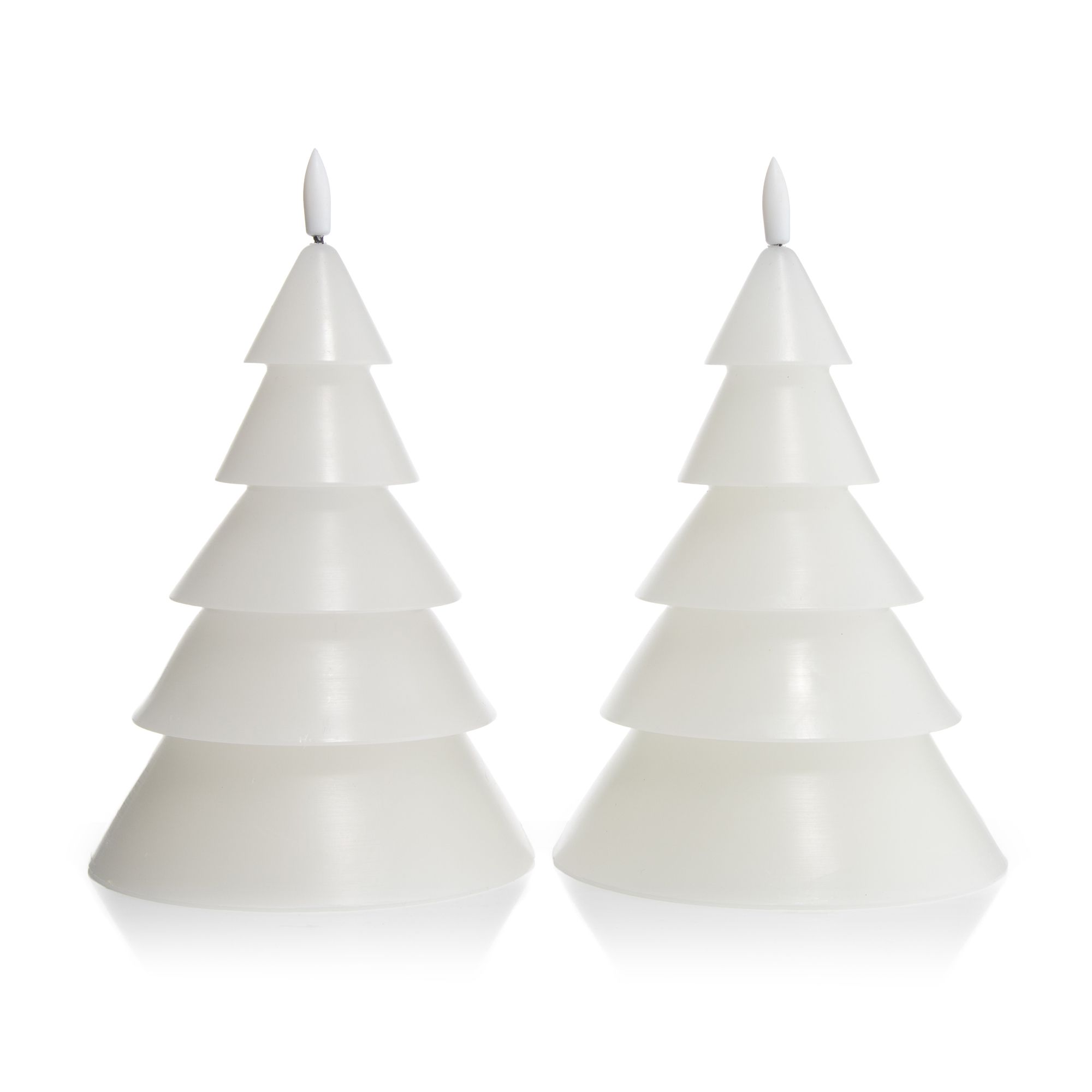 ELAMBIA 2 LED-Kerzen Tannenbaum Flamme Luma, Timer Ø 13cm, Höhe 17,5cm