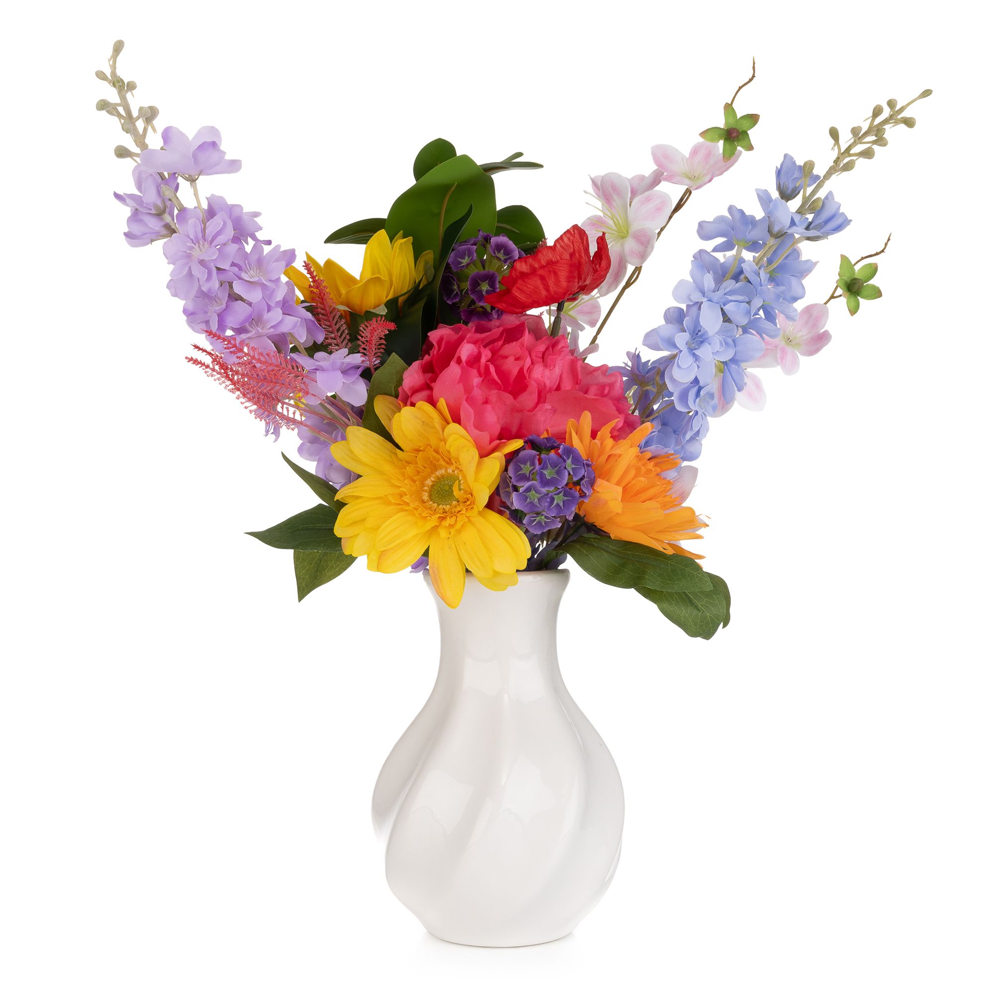 ABELLA Flora künstl. Bouquet Sommer-Mix in Keramik-Vase Höhe 50cm