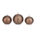 ELAMBIA 3 LED-Kugelkerzen Metallic-Finish Flamme Luma, Timer Ø 13cm, 11cm & 9cm