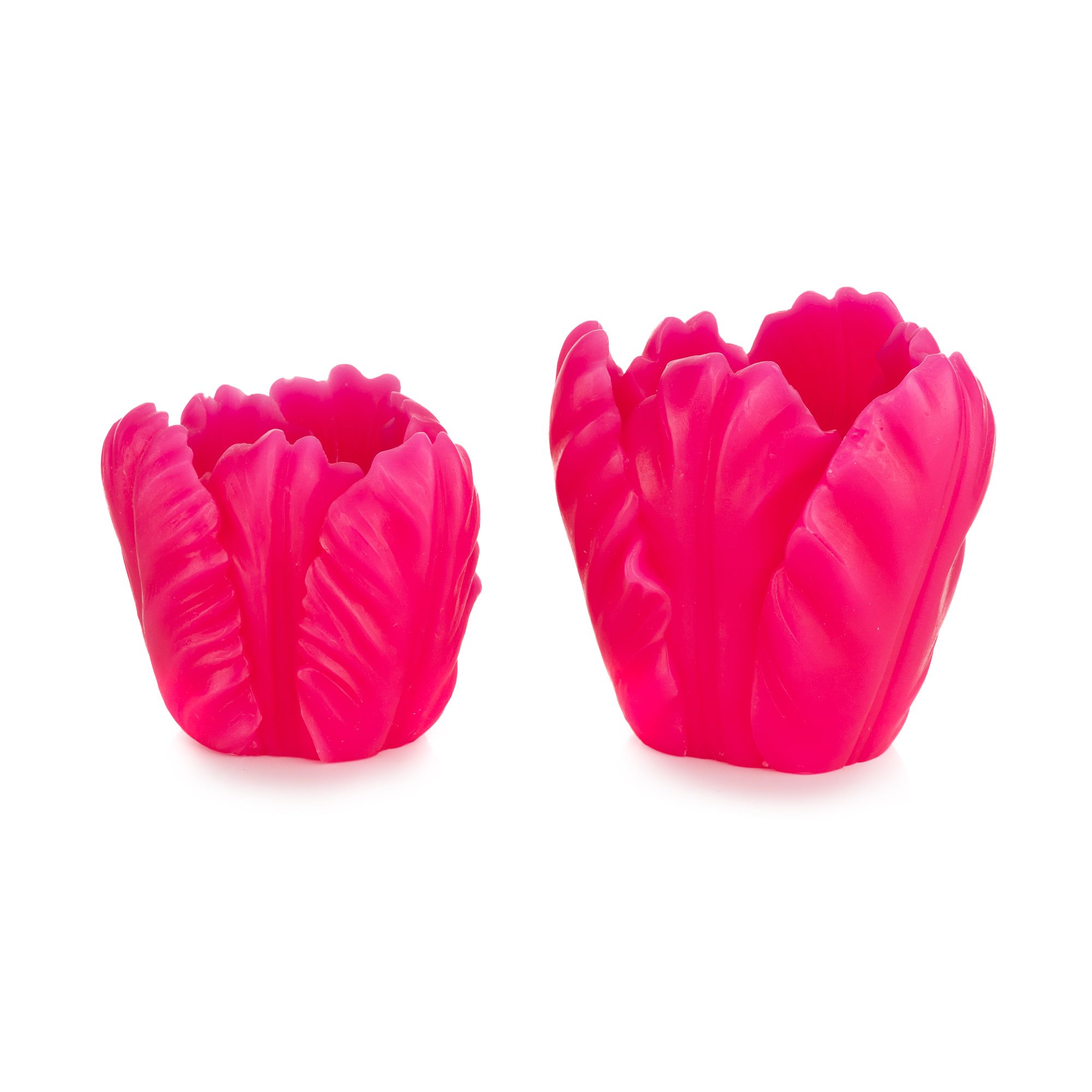 ELAMBIA 2 LED-Kerzen Tulpen-Blüten 5h-Timerfunktion Höhe 8,3cm & 10,5cm