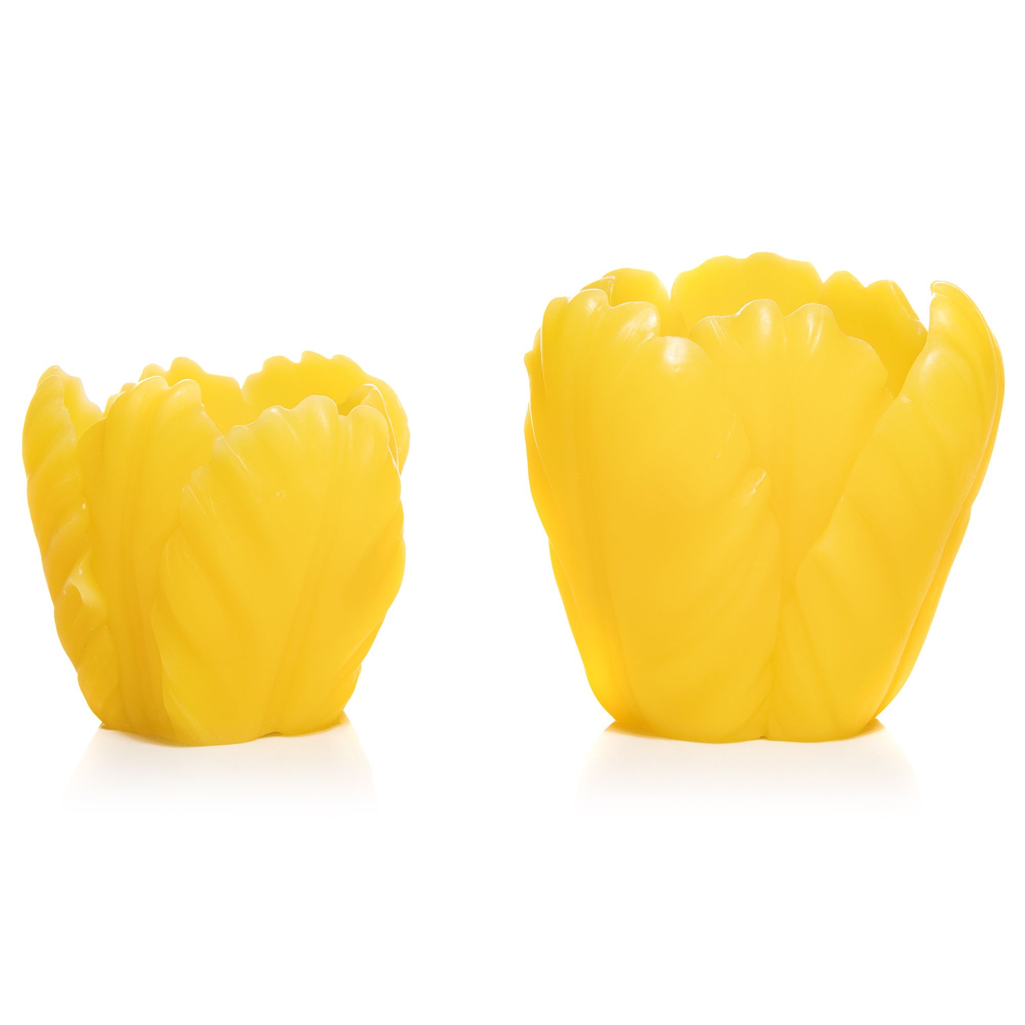 ELAMBIA 2 LED-Kerzen Tulpen-Blüten 5h-Timerfunktion Höhe 8,3cm & 10,5cm