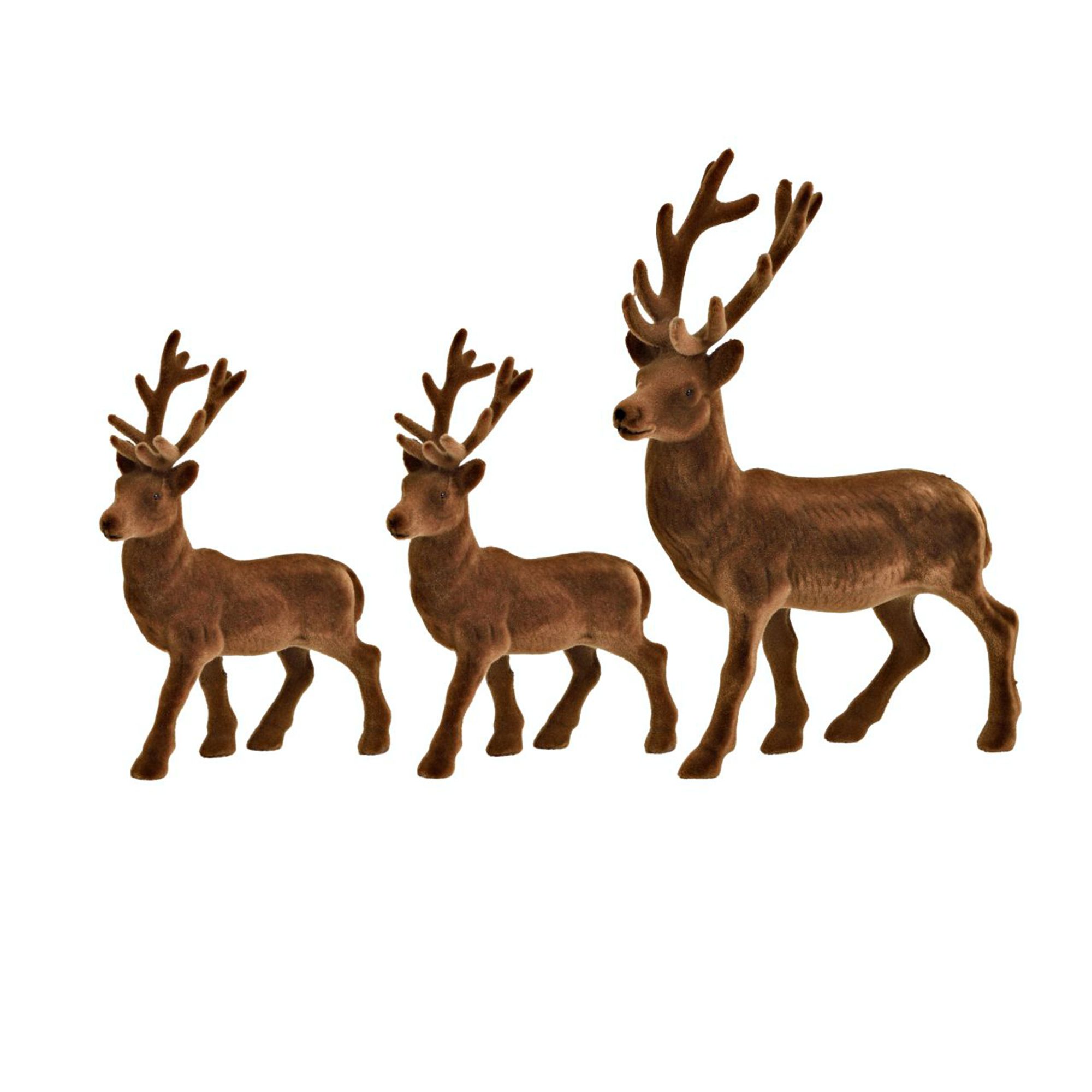 WURM 3 Deko-Hirsche beflockt Farbauswahl Höhe 21cm & 30cm