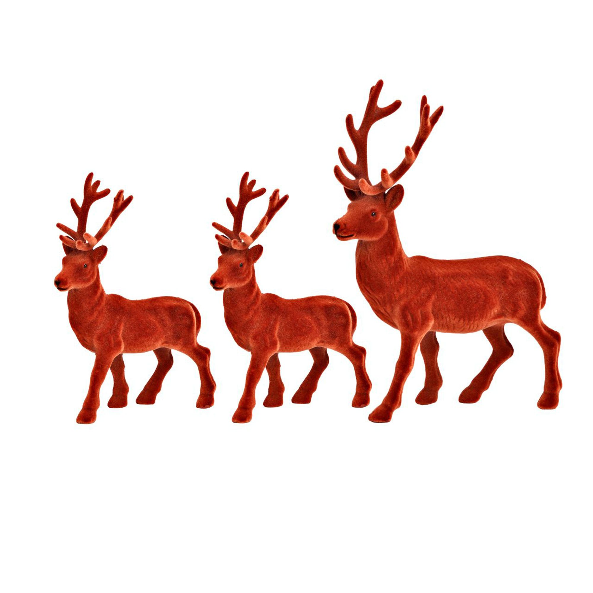 WURM 3 Deko-Hirsche beflockt Farbauswahl Höhe 21cm & 30cm