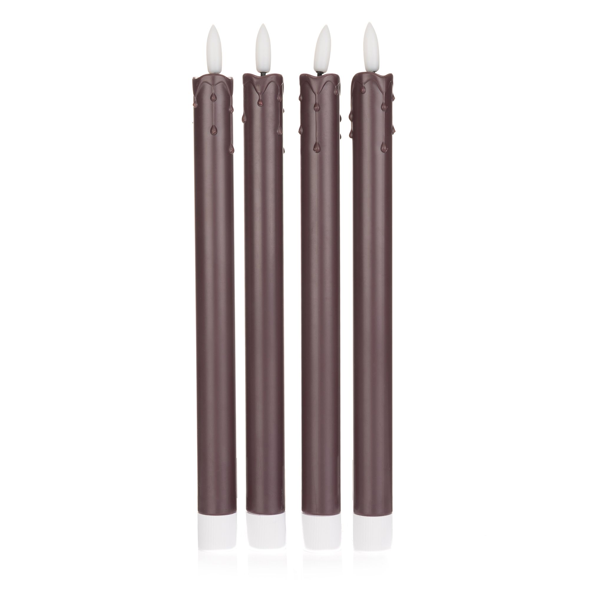 ELAMBIA recharge 4 LED-Stabkerzen wiederaufladbar inkl. Ladebasis Höhe 26cm, Ø 2cm