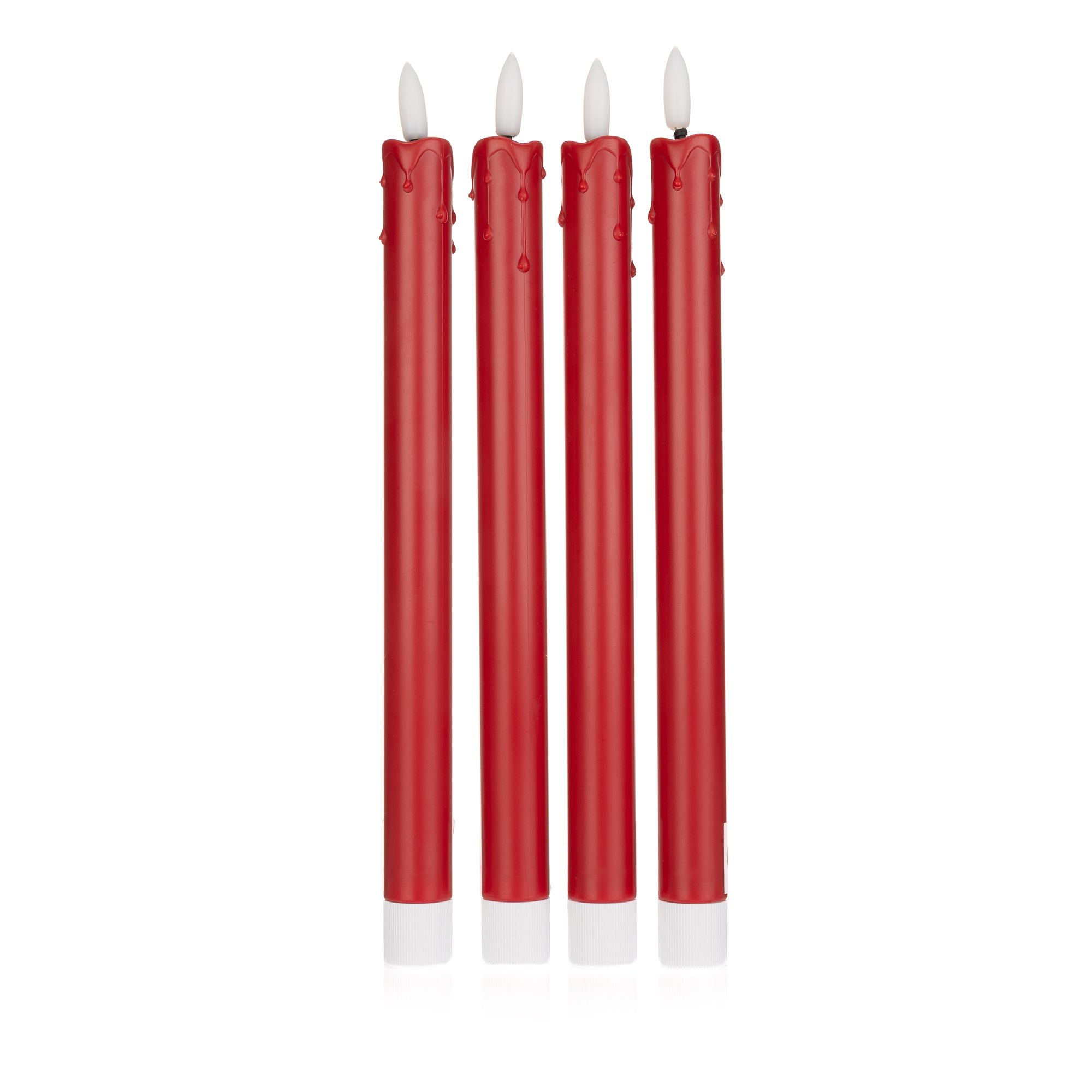 ELAMBIA recharge 4 LED-Stabkerzen wiederaufladbar inkl. Ladebasis Höhe 26cm, Ø 2cm