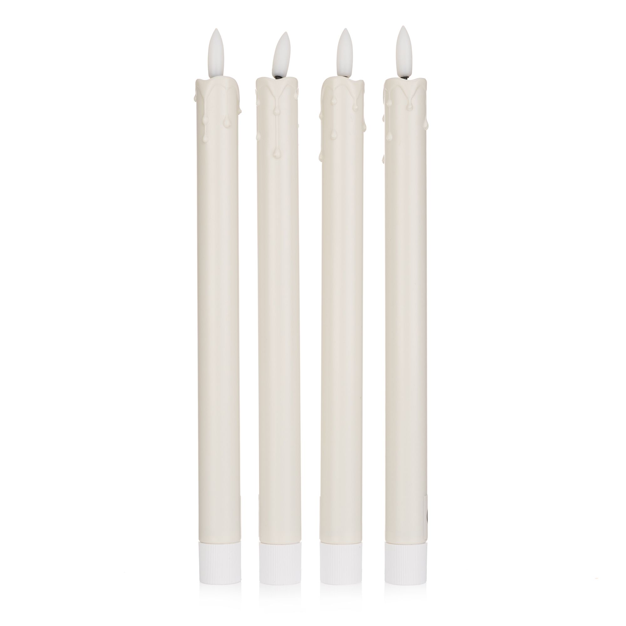 ELAMBIA recharge 4 LED-Stabkerzen wiederaufladbar inkl. Ladebasis Höhe 26cm, Ø 2cm