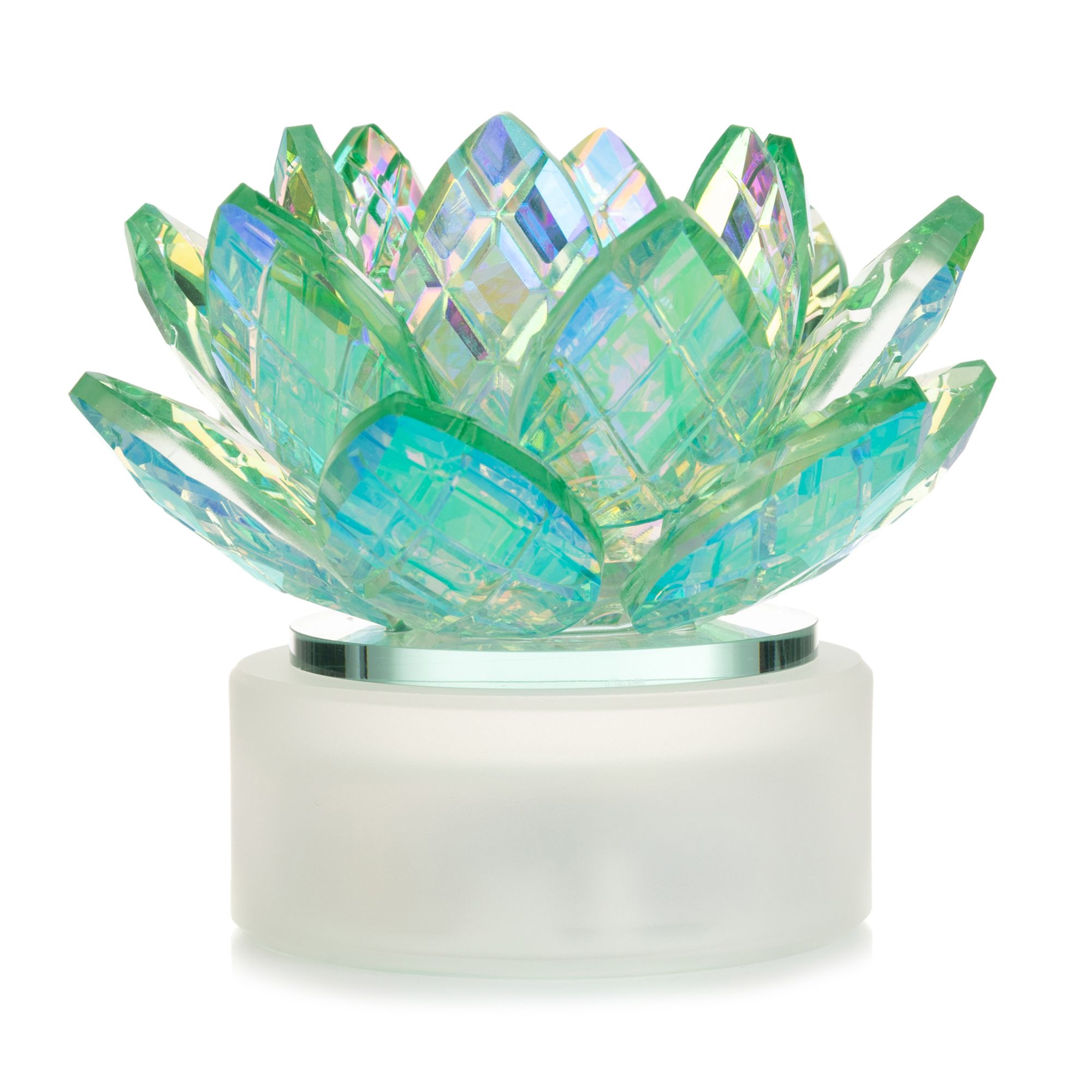 LUMIDA Casa LED-Kristalldeko Lotusblüten-Design 5h-Timerfunktion Höhe 9,5cm, Ø 11,8cm