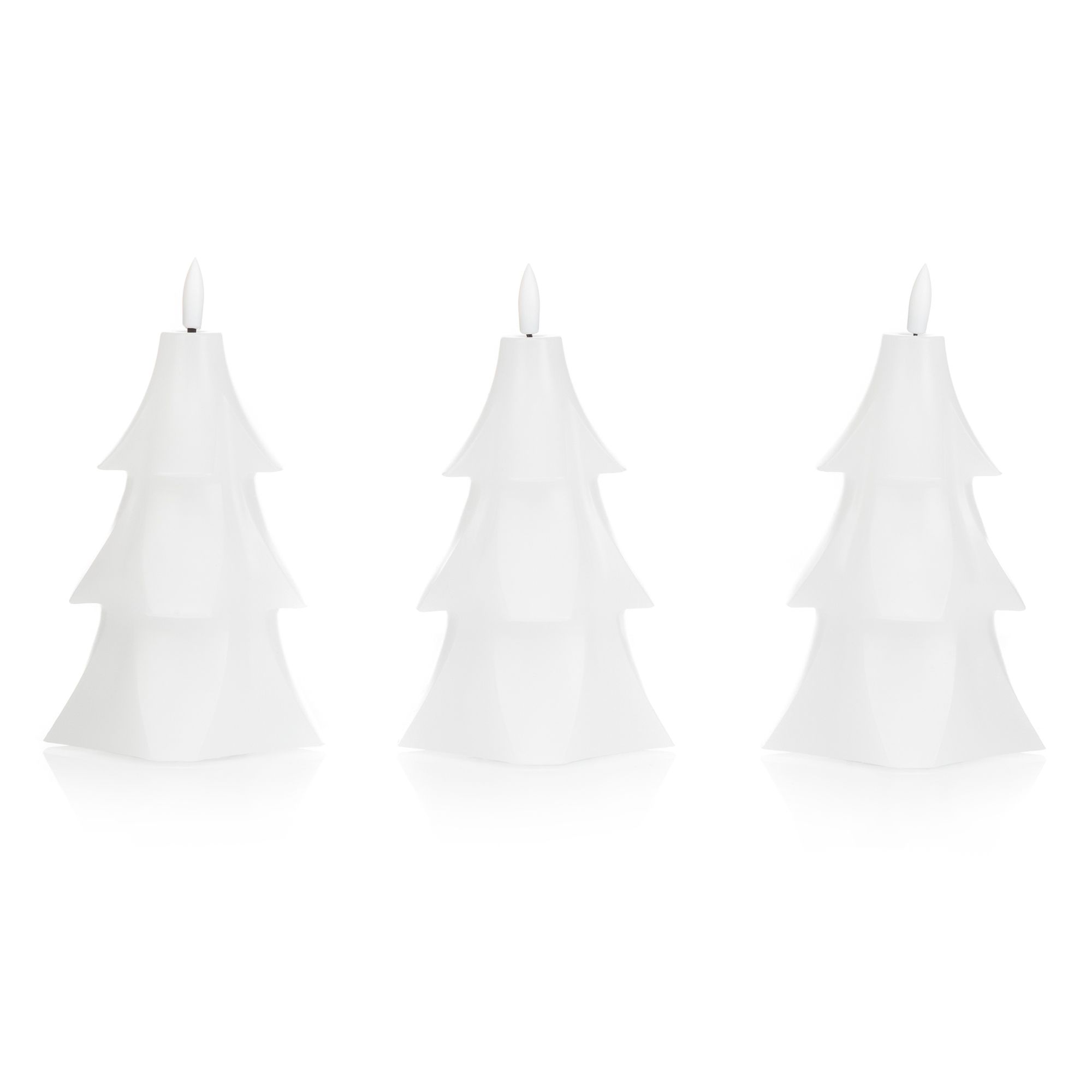 ELAMBIA 3 LED-Kerzen Tannenbäume Flamme Luma, Timer Höhe 15cm, Ø 10cm