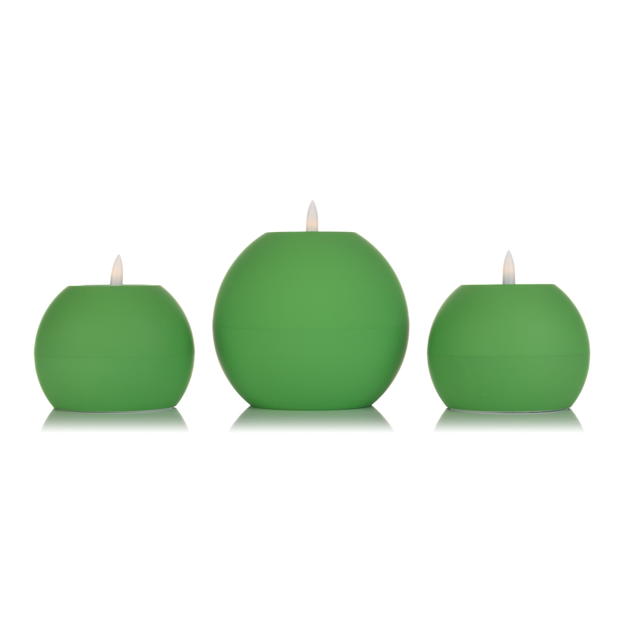 ELAMBIA outdoor 3 LED-Kugelkerzen mit Wachsspiegel Flamme Luma, Timer Höhe 10,5cm & 13,5cm