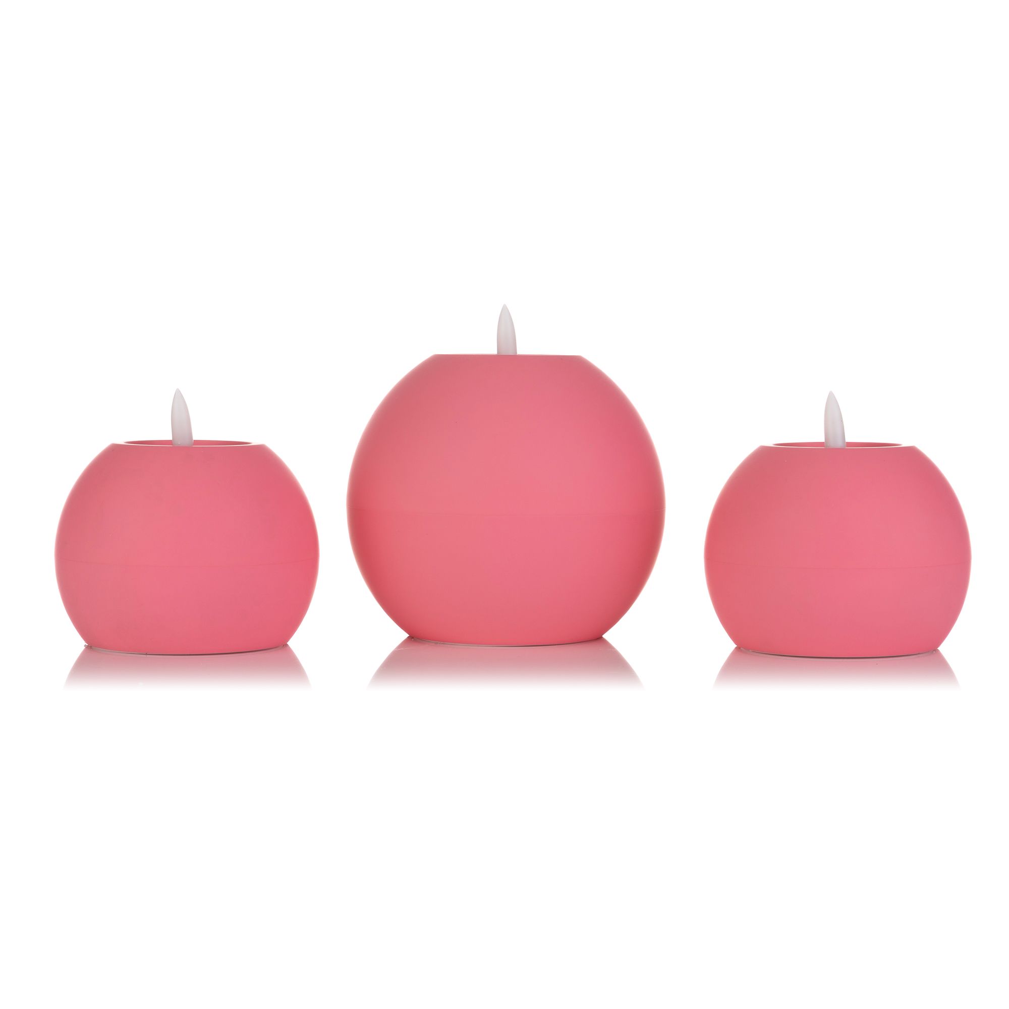 ELAMBIA outdoor 3 LED-Kugelkerzen mit Wachsspiegel Flamme Luma, Timer Höhe 10,5cm & 13,5cm