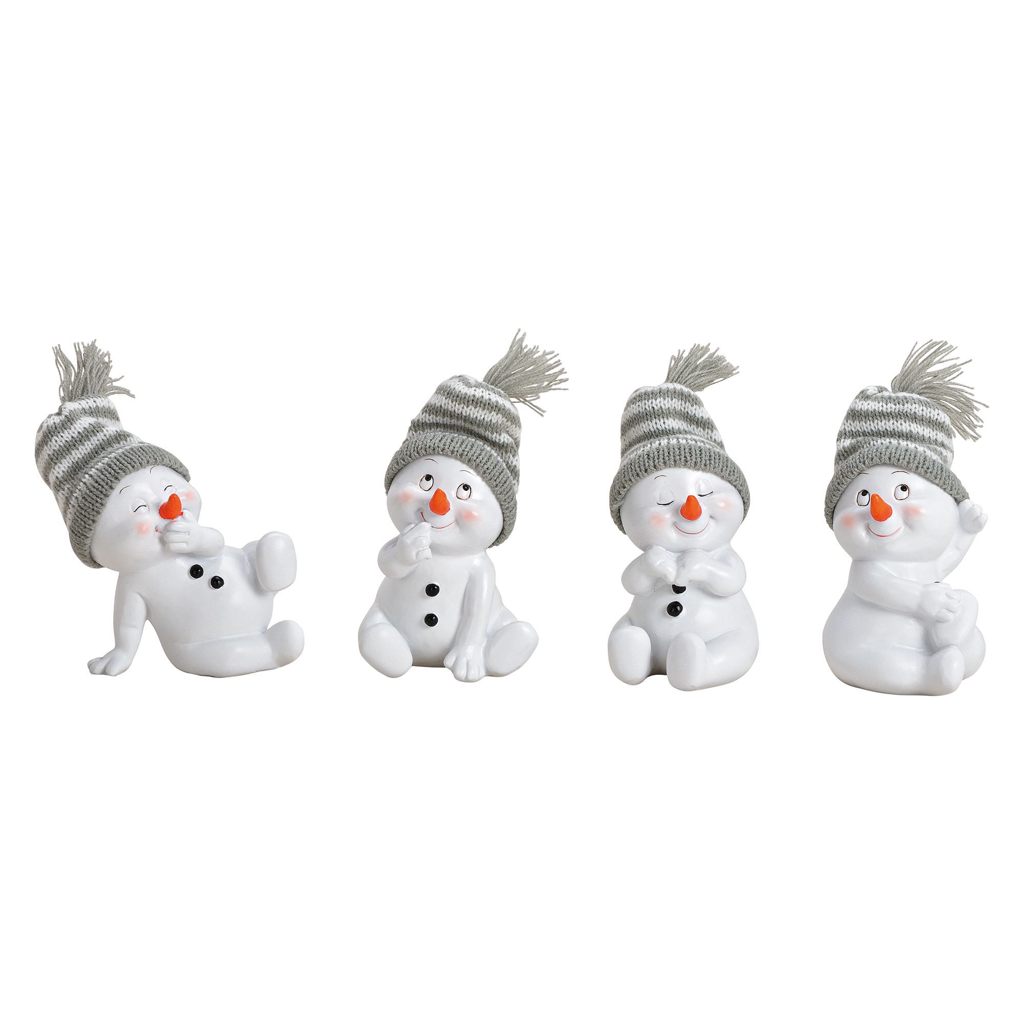 WURM 4 Deko-Schneemänner mit Mütze Höhe ca. 8cm