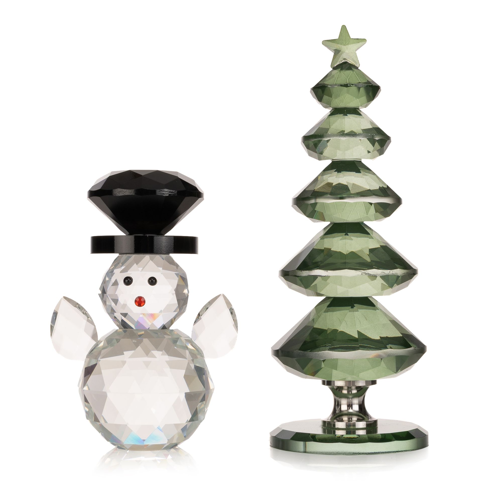 ABELLA Xmas Dekoset 2tlg. Kristallglas-Optik in Geschenkbox Höhe 11,8cm & 18,2cm