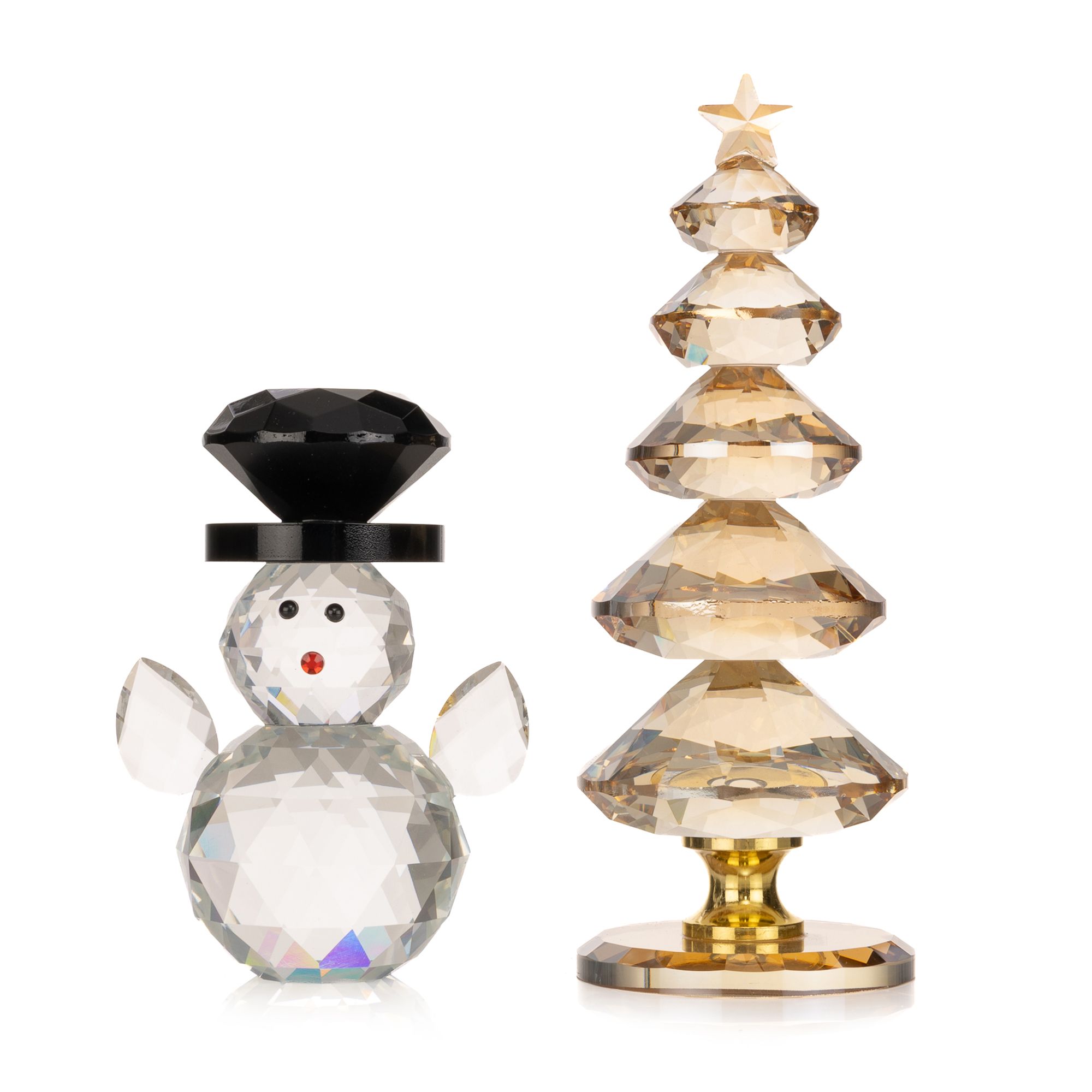 ABELLA Xmas Dekoset 2tlg. Kristallglas-Optik in Geschenkbox Höhe 11,8cm & 18,2cm