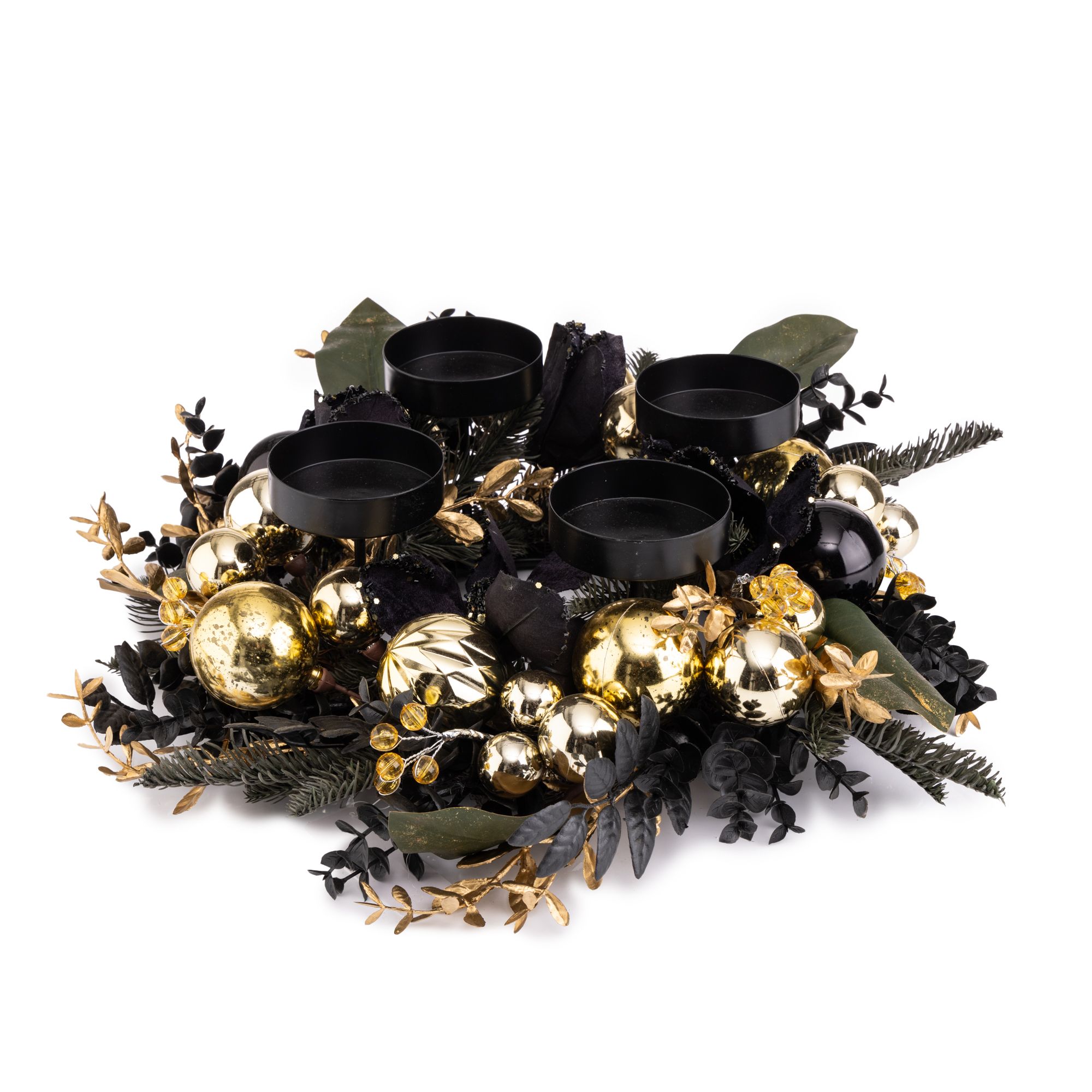 ABELLA Xmas Dekokranz Kugeln & 4 abnehmbare Kerzenteller, Ø 40cm