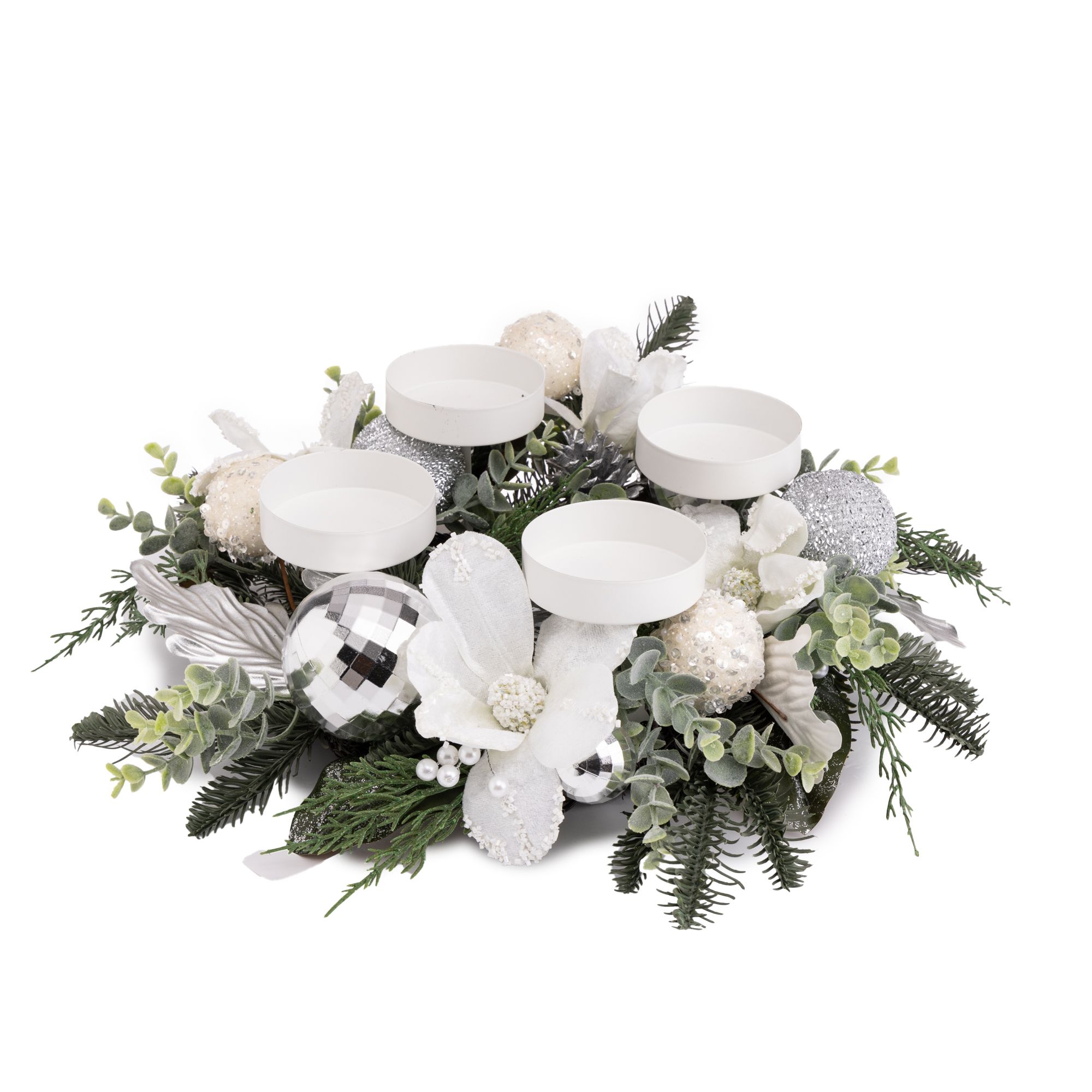 ABELLA Xmas Dekokranz Kugeln & 4 abnehmbare Kerzenteller, Ø 40cm