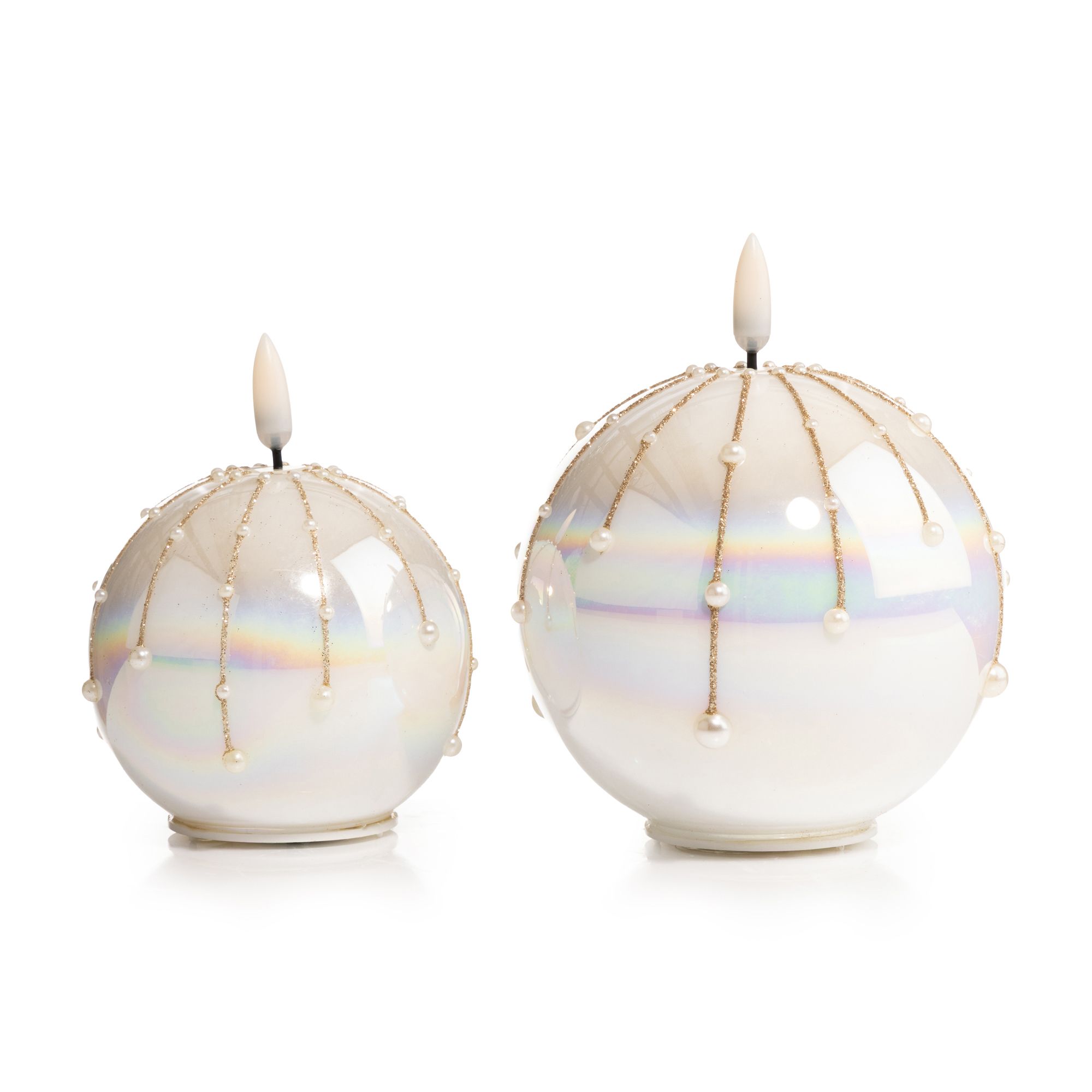 ELAMBIA 2 LED-Glaskerzen Weihnachtskugel Flamme Luma, Timer Höhe 10,5cm & 12cm