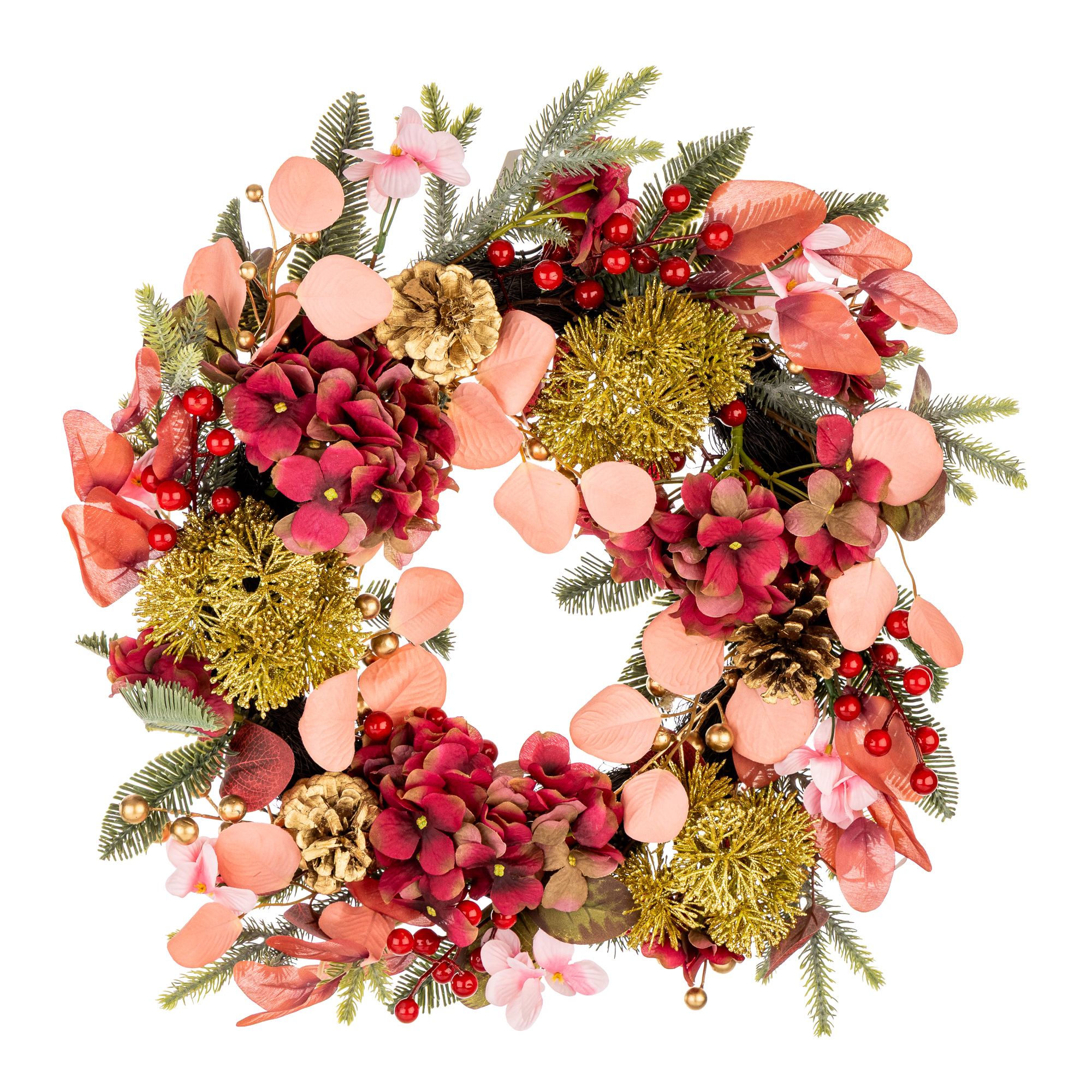 ABELLA Flora künstl. Blumenkranz Hortensie & Tanne Ø 50cm