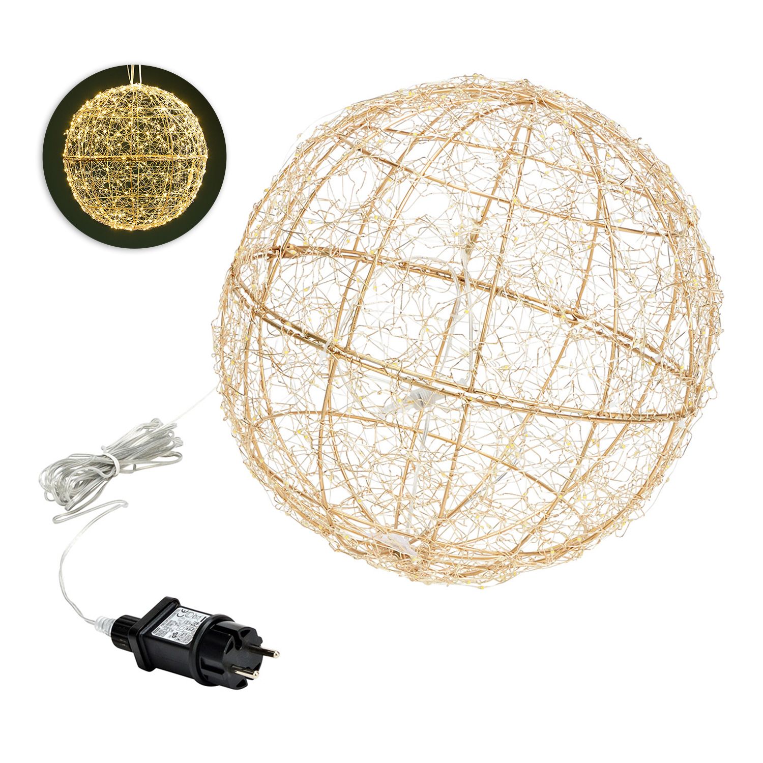 WURM Lichterkugel mit Micro-LED warmweiß outdoorgeeignet