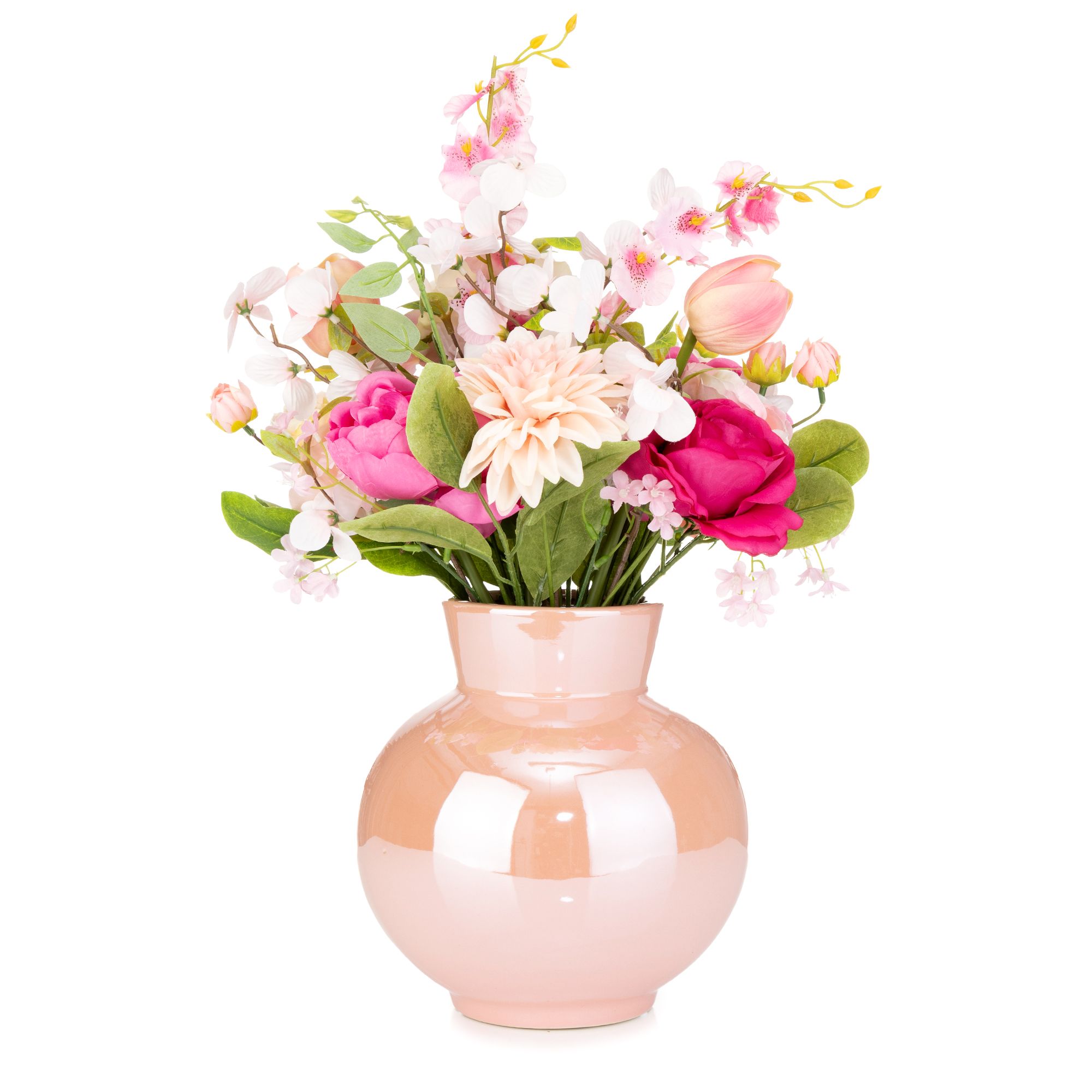 ABELLA Flora künstl. Bouquet Frühlings-Mix in Keramik-Vase Höhe ca. 55cm