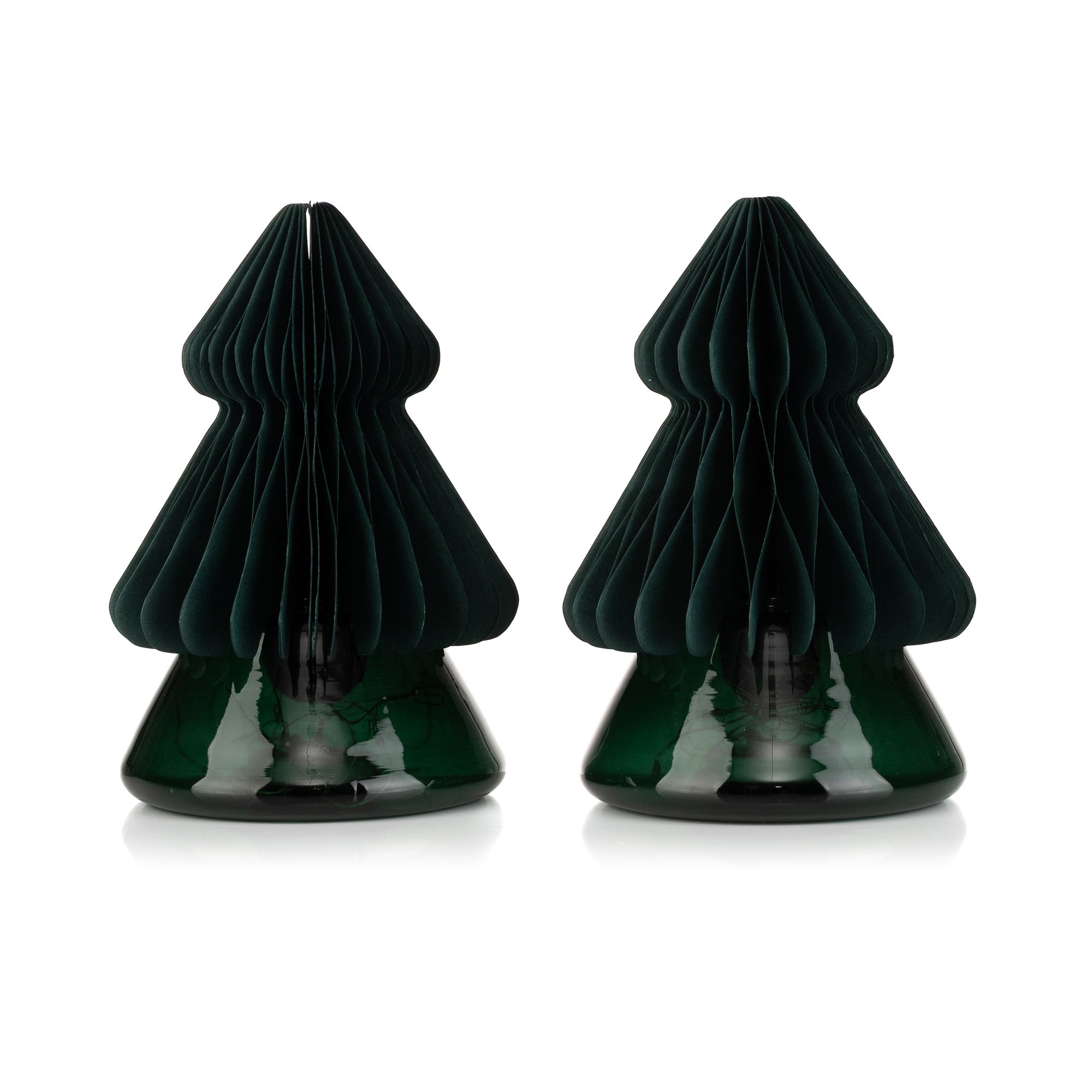 LUMIDA Xmas 2 LED-Dekoobjekte Origami-Design Glas-Basis Timer, H. ca. 16cm