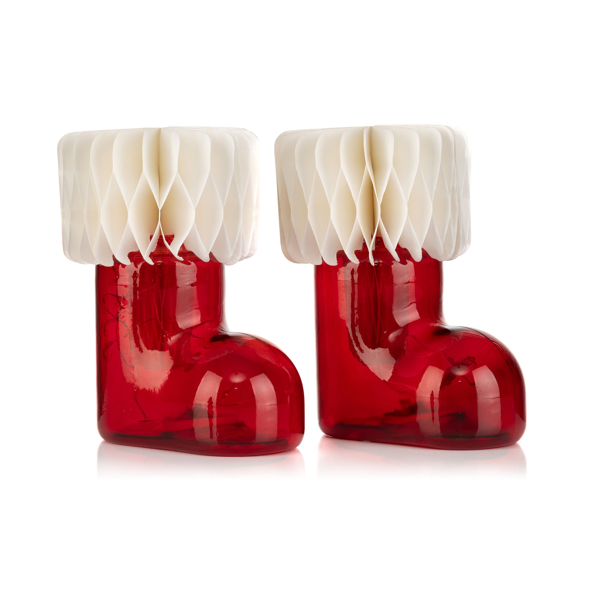 LUMIDA Xmas 2 LED-Dekoobjekte Origami-Design Glas-Basis Timer, H. ca. 16cm