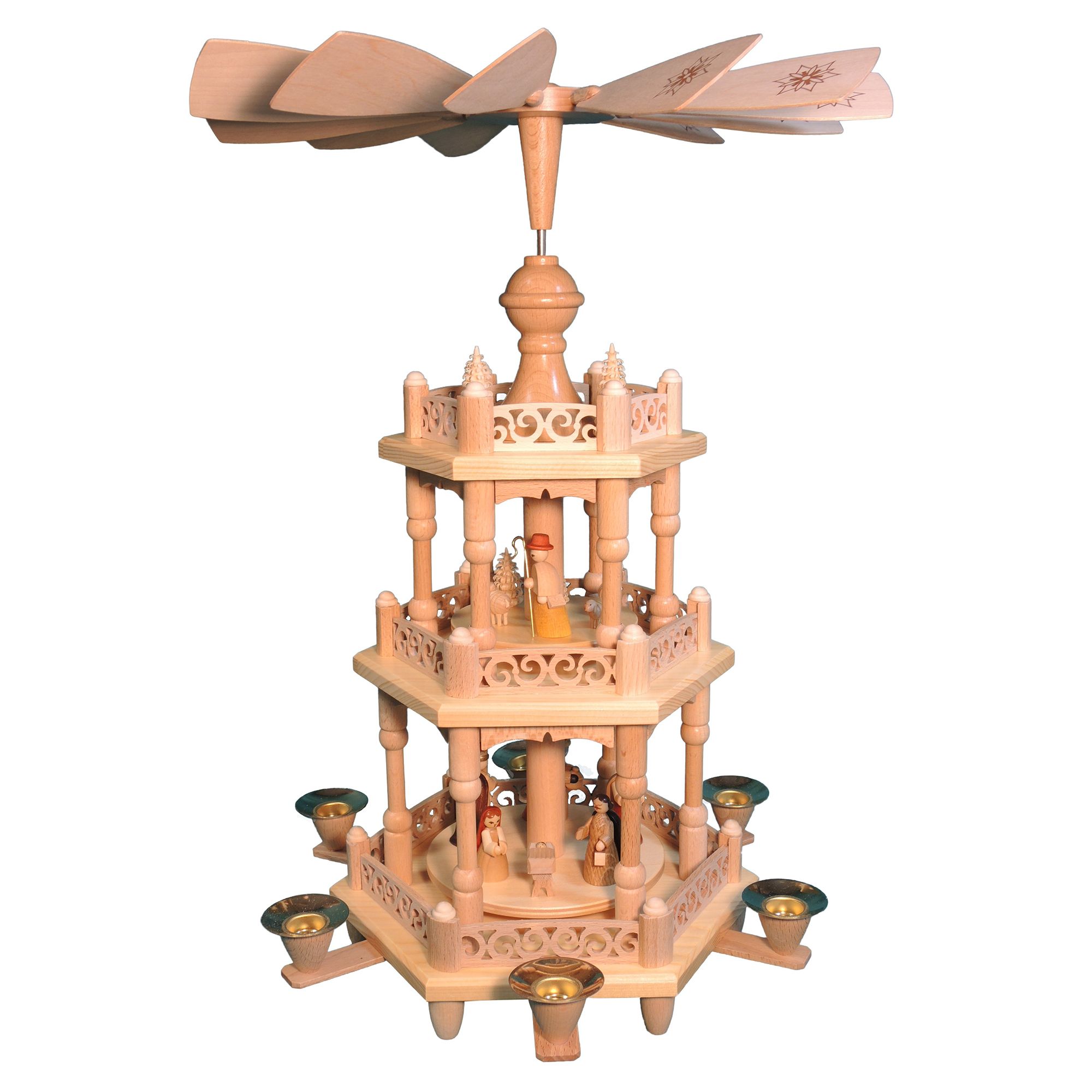 GLÄSSER SEIFFEN Holzpyramide Christi Geburt inkl. Kerzen Made in Germany