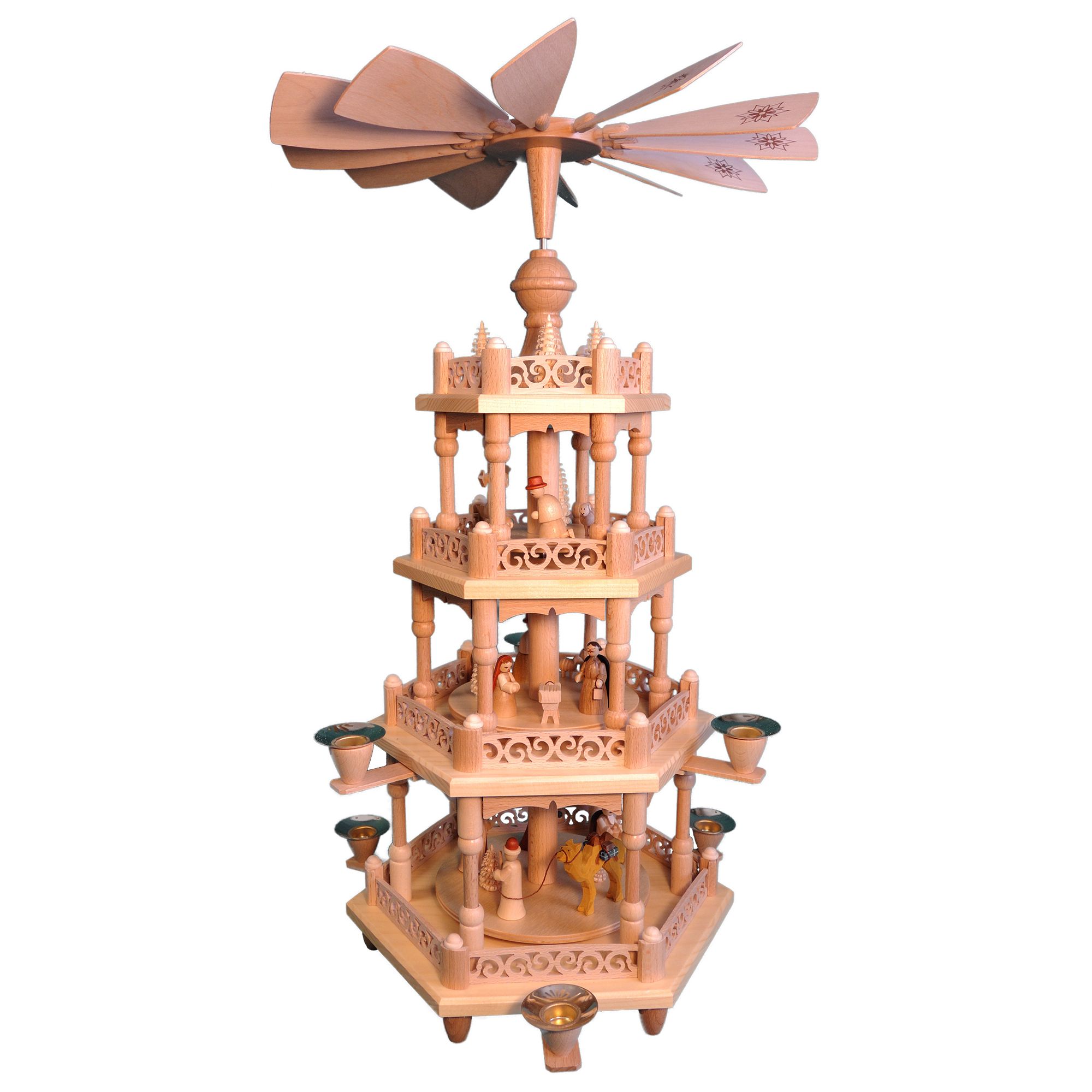 GLÄSSER SEIFFEN Holzpyramide Christi Geburt inkl. Kerzen Made in Germany