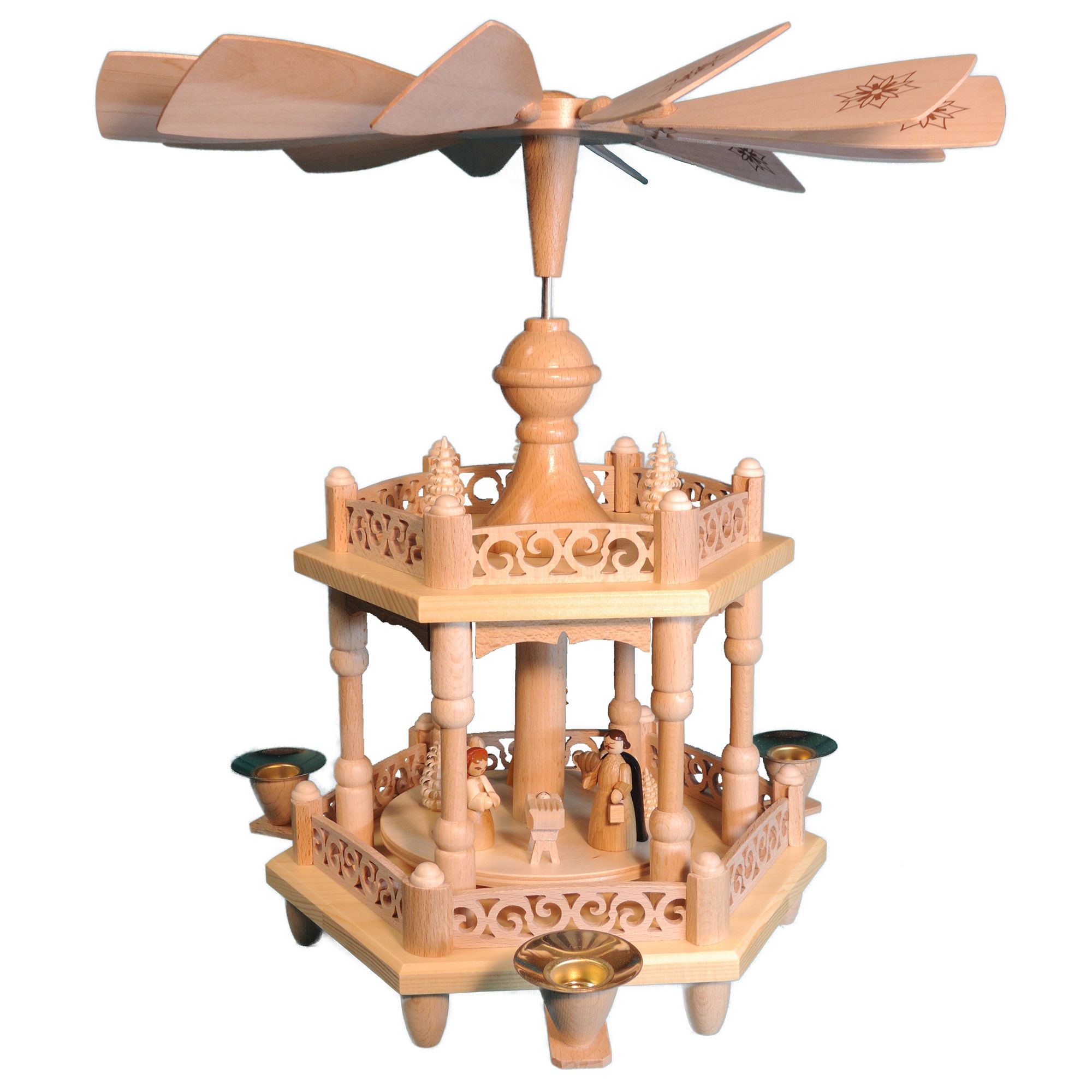 GLÄSSER SEIFFEN Holzpyramide Christi Geburt inkl. Kerzen Made in Germany