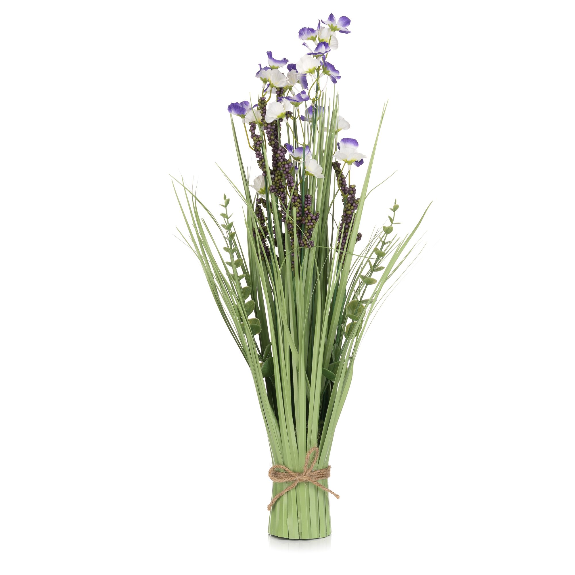 LUMIDA Flora künstl. Dekogras mit Blütendeko outdoorgeeignet Höhe 60cm