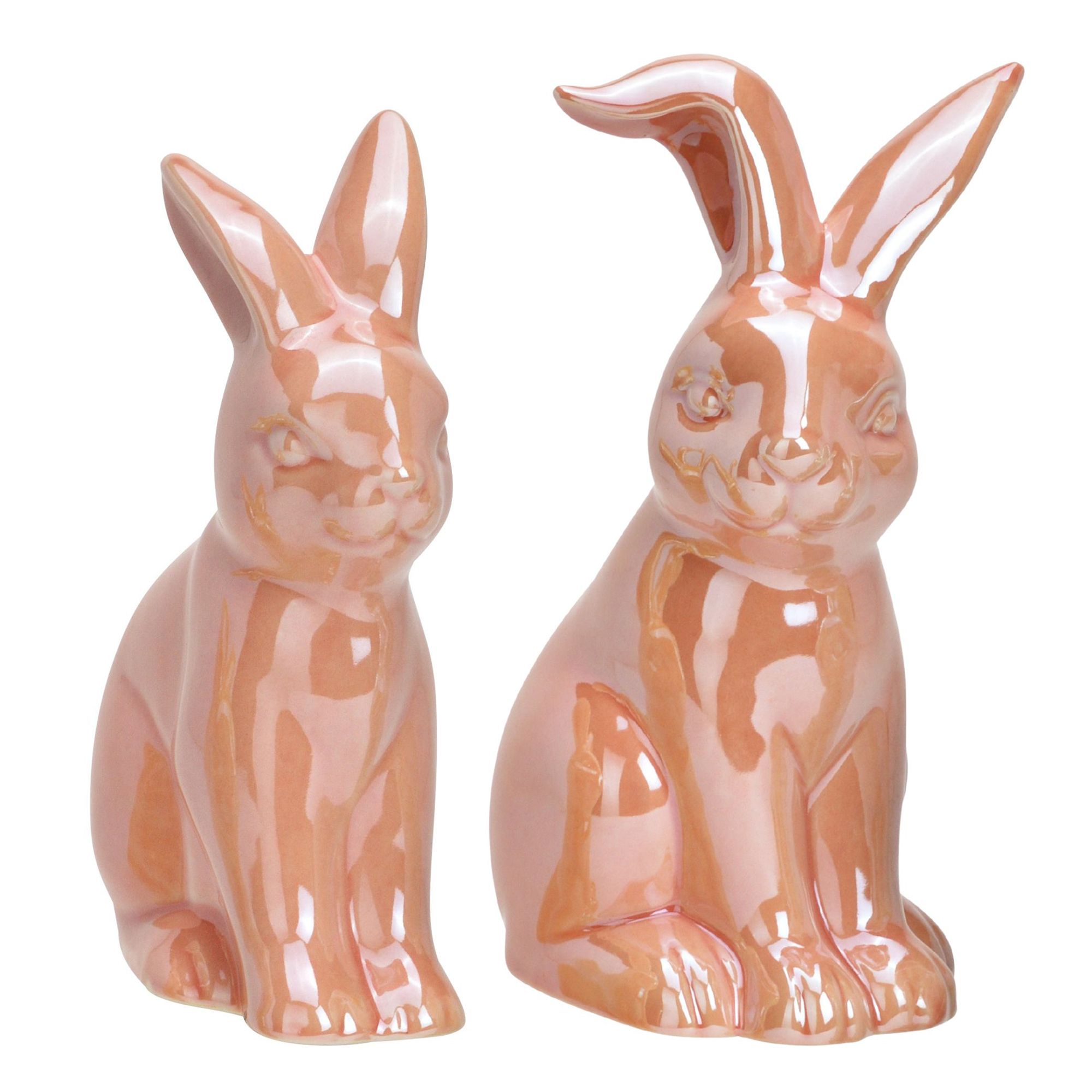 WURM 3 Dekofiguren Hase glänzend aus Porzellan