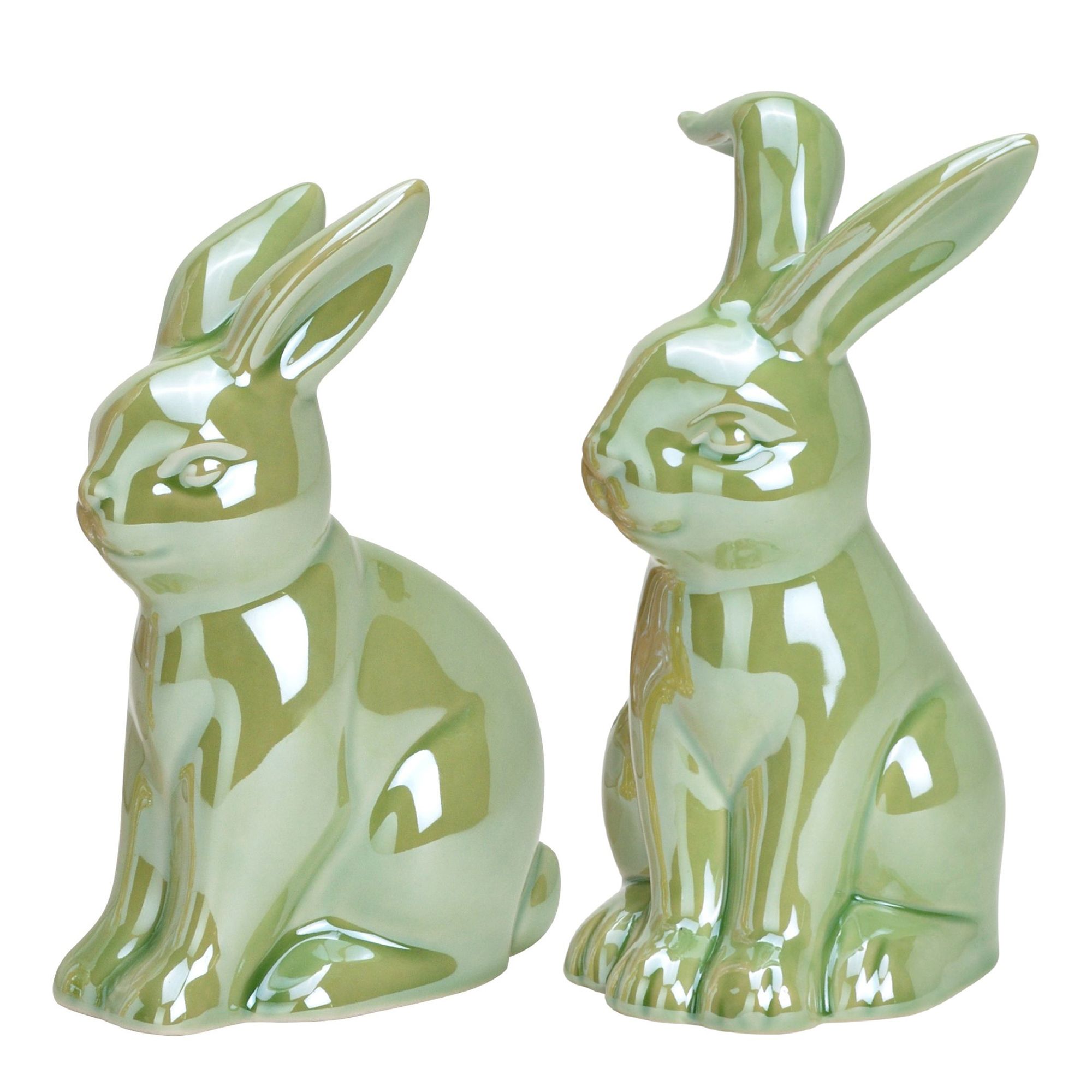 WURM 3 Dekofiguren Hase glänzend aus Porzellan