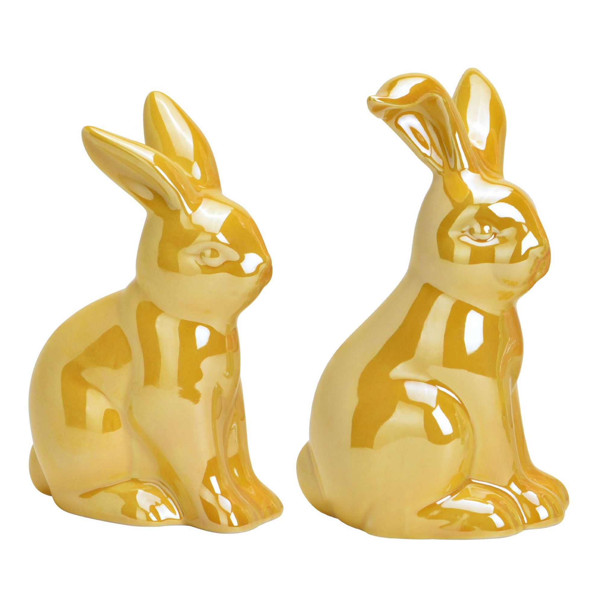 WURM 3 Dekofiguren Hase glänzend aus Porzellan