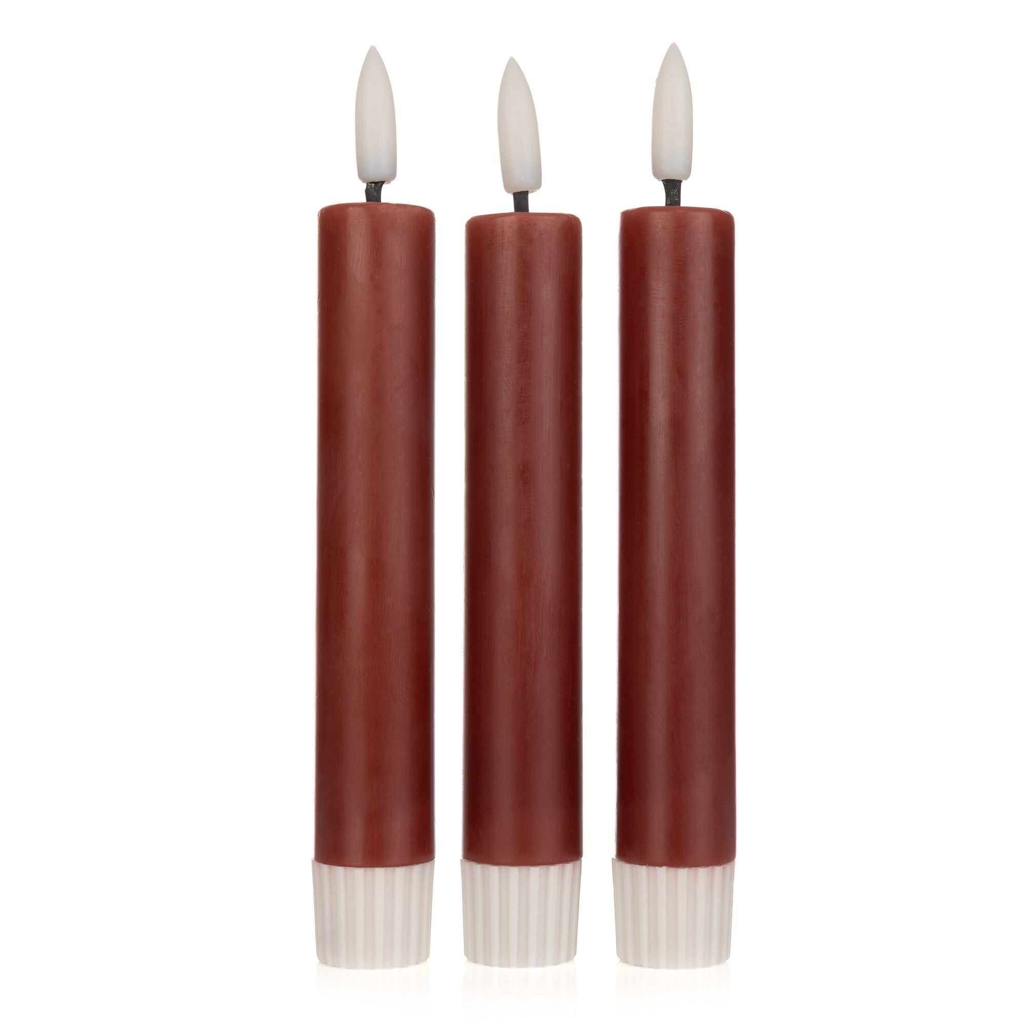 ELAMBIA 3 LED-Stabkerzen uni, Flamme Luma 5h-Timerfunktion Höhe 16,5cm, Ø 2,2cm