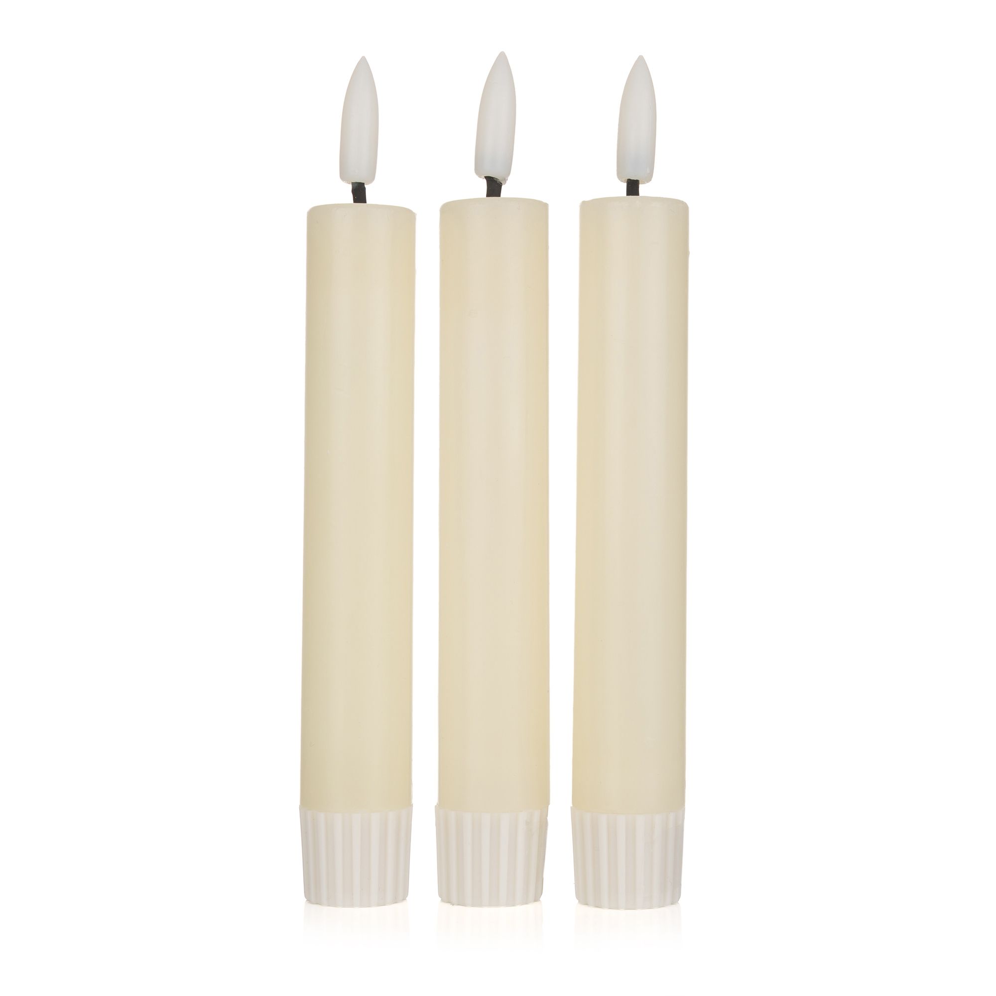 ELAMBIA 3 LED-Stabkerzen uni, Flamme Luma 5h-Timerfunktion Höhe 16,5cm, Ø 2,2cm