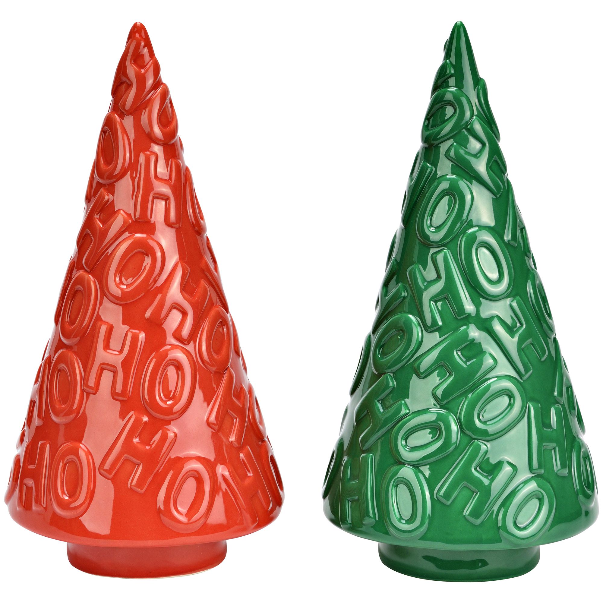WURM 2 Deko-Tannenbäume aus Keramik Farbmix-Set Höhe 23cm, Ø 11cm