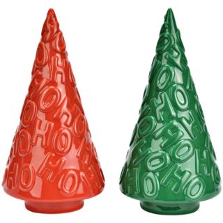 WURM 2 Deko-Tannenbäume aus Keramik Farbmix-Set Höhe 23cm, Ø 11cm