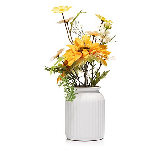 ABELLA Flora künstlich.Arrangement Sonnenblumen Design-Topf Höhe 37cm