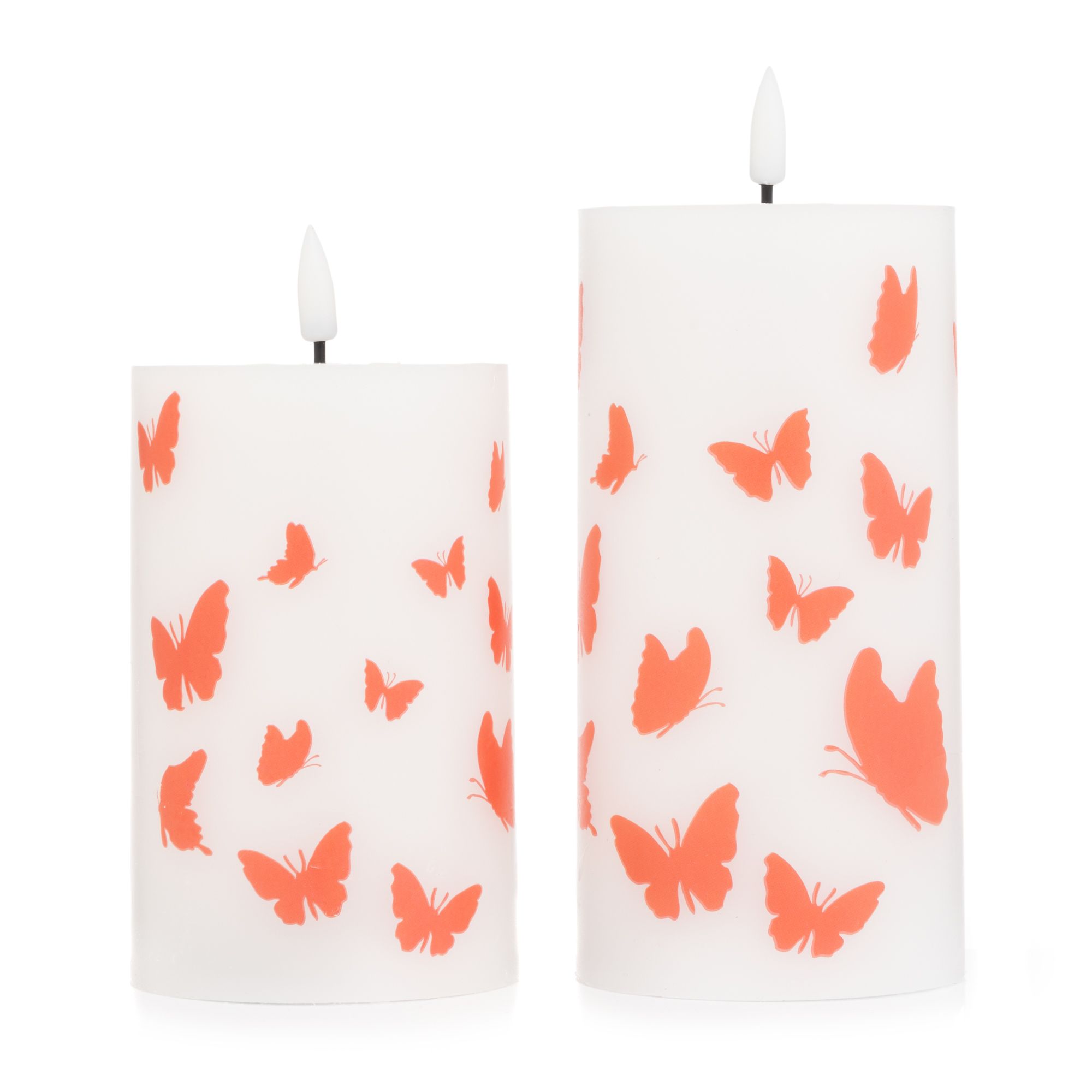 ELAMBIA 2 LED-Kerzen Frühlings-Druck 5h-Timerfunktion Höhe 15cm & 17,5cm