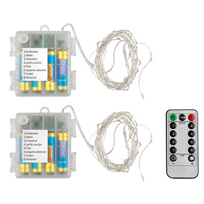 LUMIDA Xmas 2 Deko-Lichterketten je 50 LEDs Timerfunktion inkl. Fernbedienung