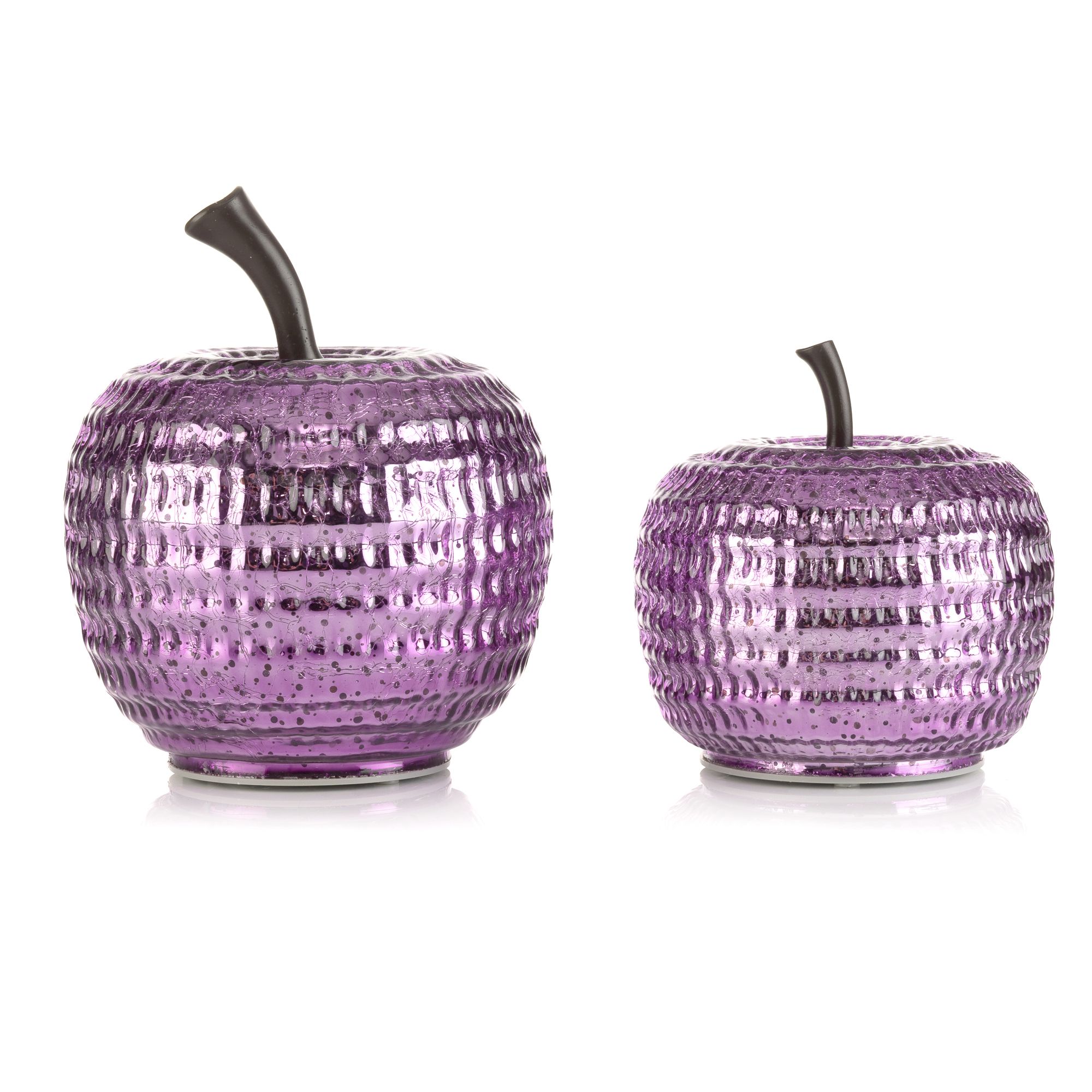 LUMIDA Casa 2 LED-Glasäpfel Hammerschlag-Optik outdoorgeeignet Höhe 14cm & 18cm