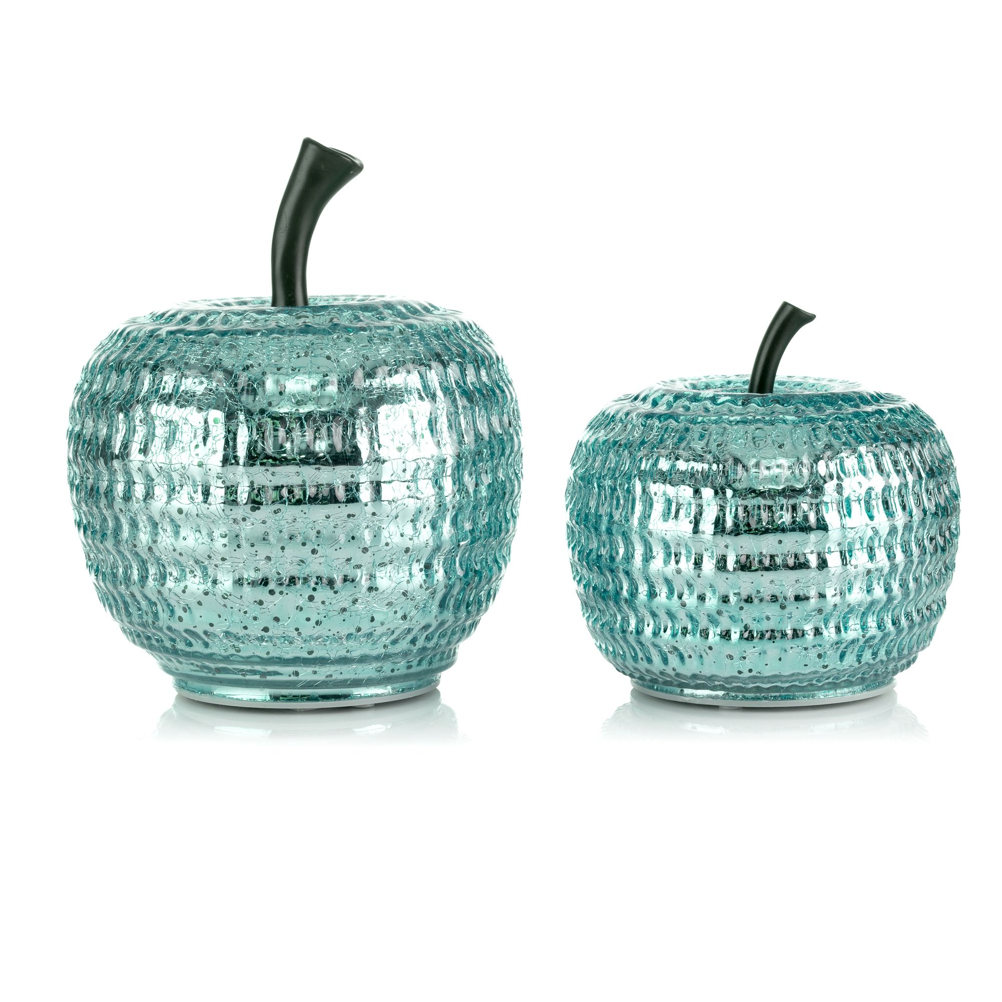 LUMIDA Casa 2 LED-Glasäpfel Hammerschlag-Optik outdoorgeeignet Höhe 14cm & 18cm