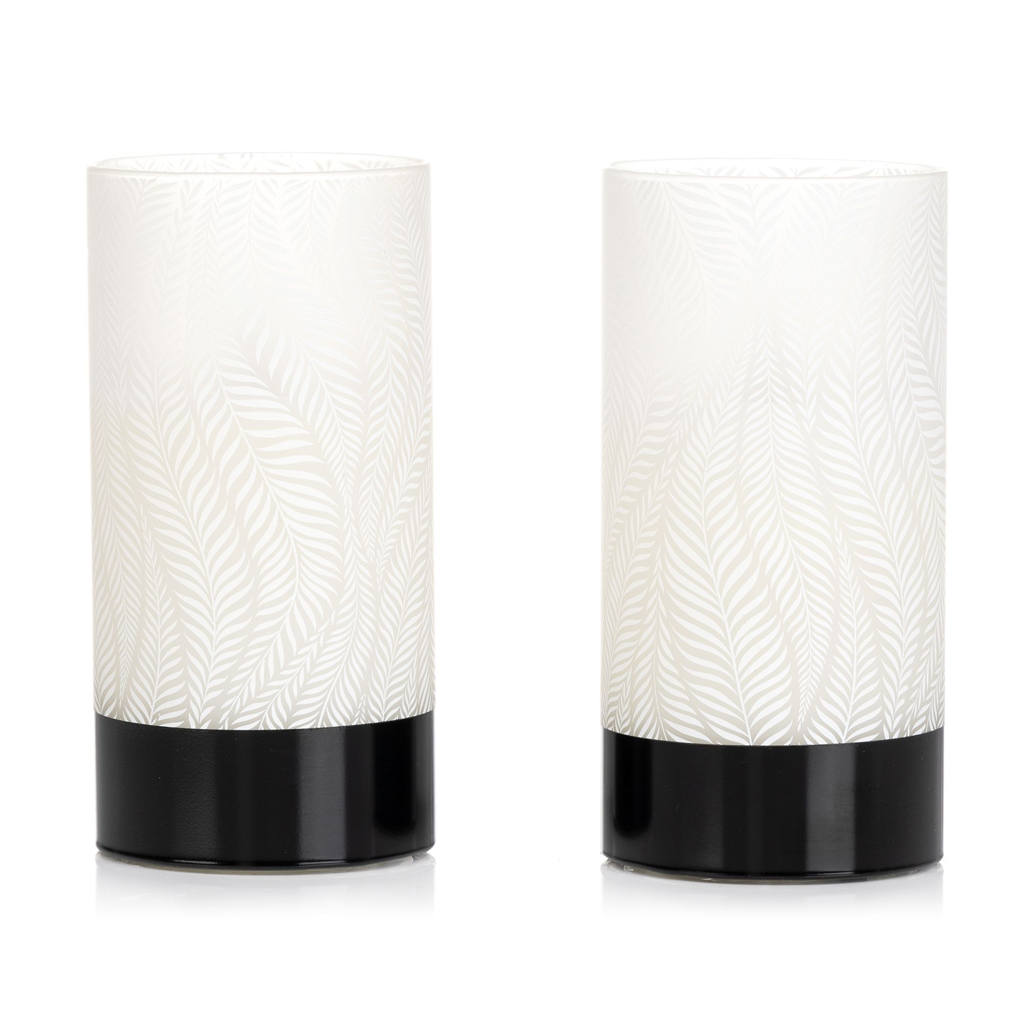 ELAMBIA 2 LED-Glaskerzen Blattdesign-Schliff Flamme Luma, Timer Höhe 15cm, Ø 7,5cm