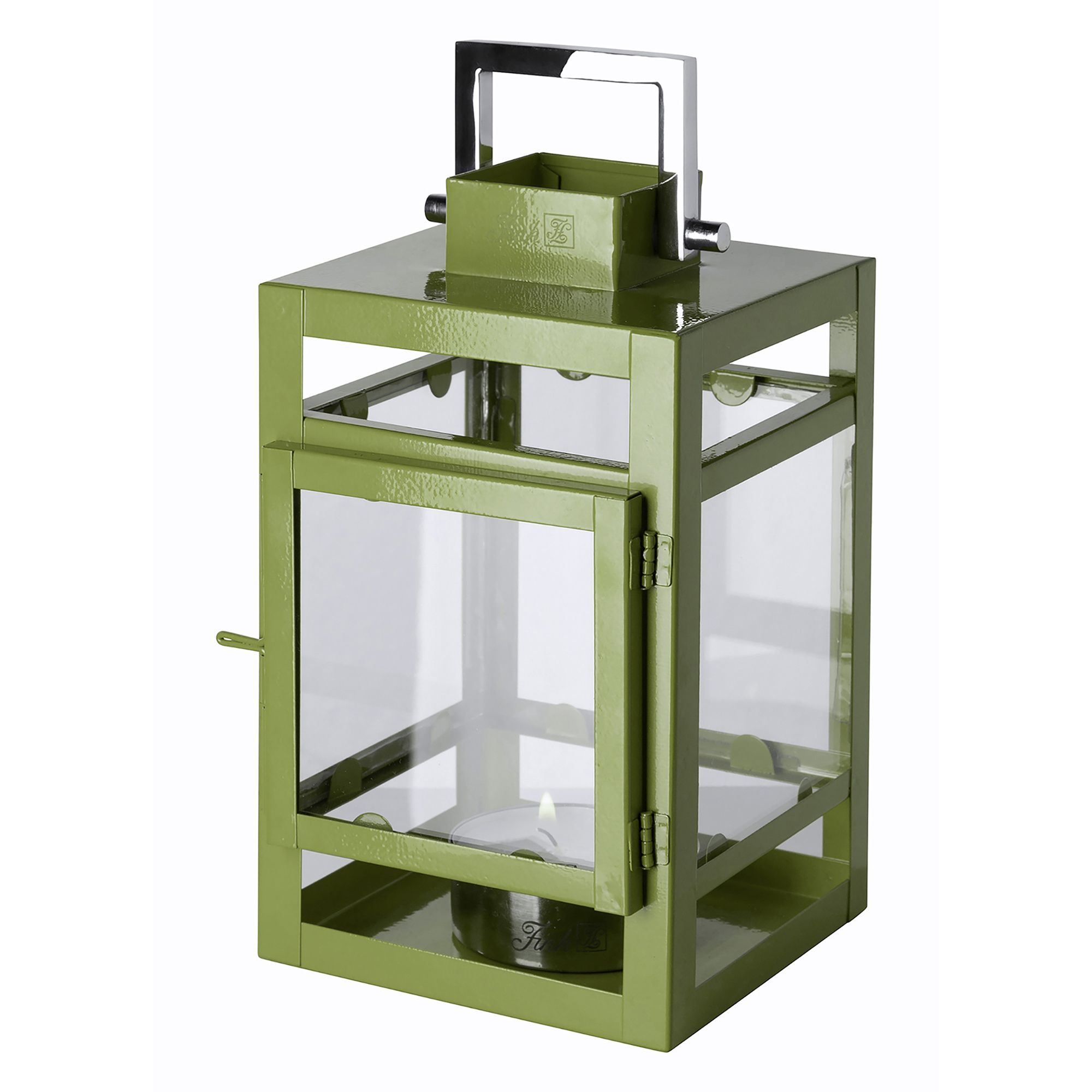 FINK Laterne KENIA pulverbeschichtet farbig, Echtglas Höhe 20cm