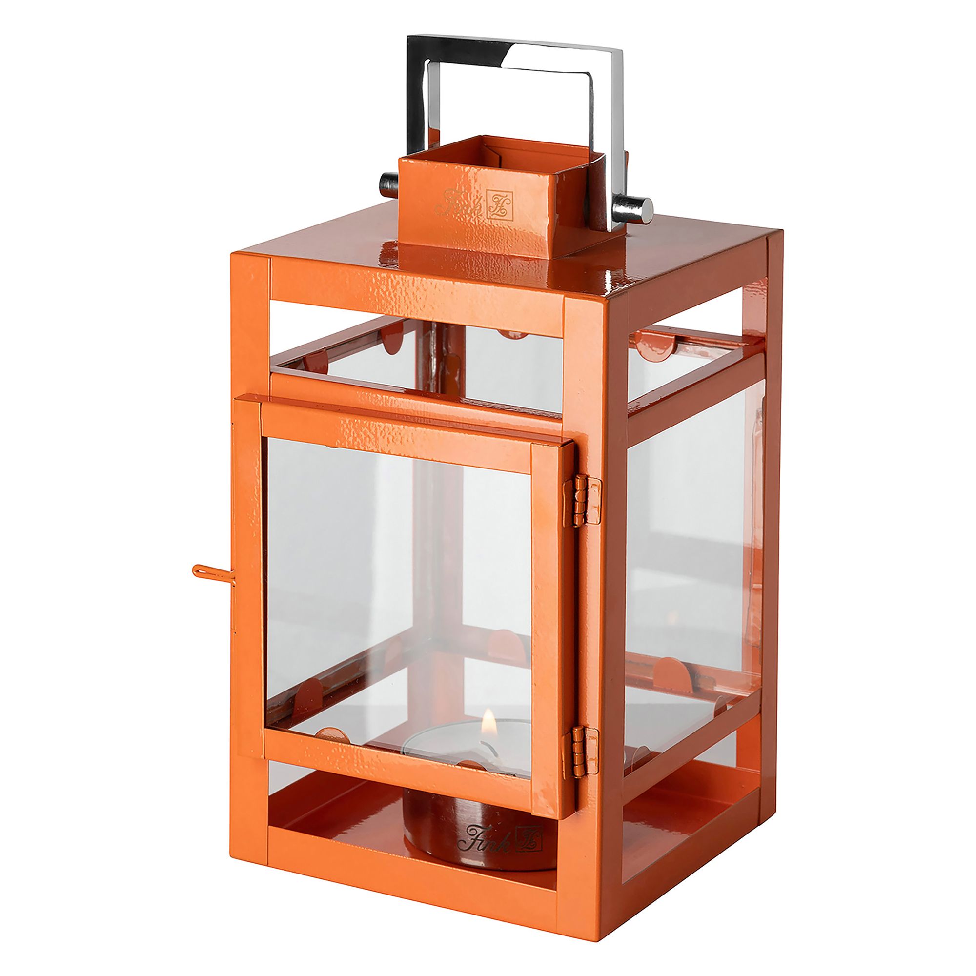 FINK Laterne KENIA pulverbeschichtet farbig, Echtglas Höhe 20cm